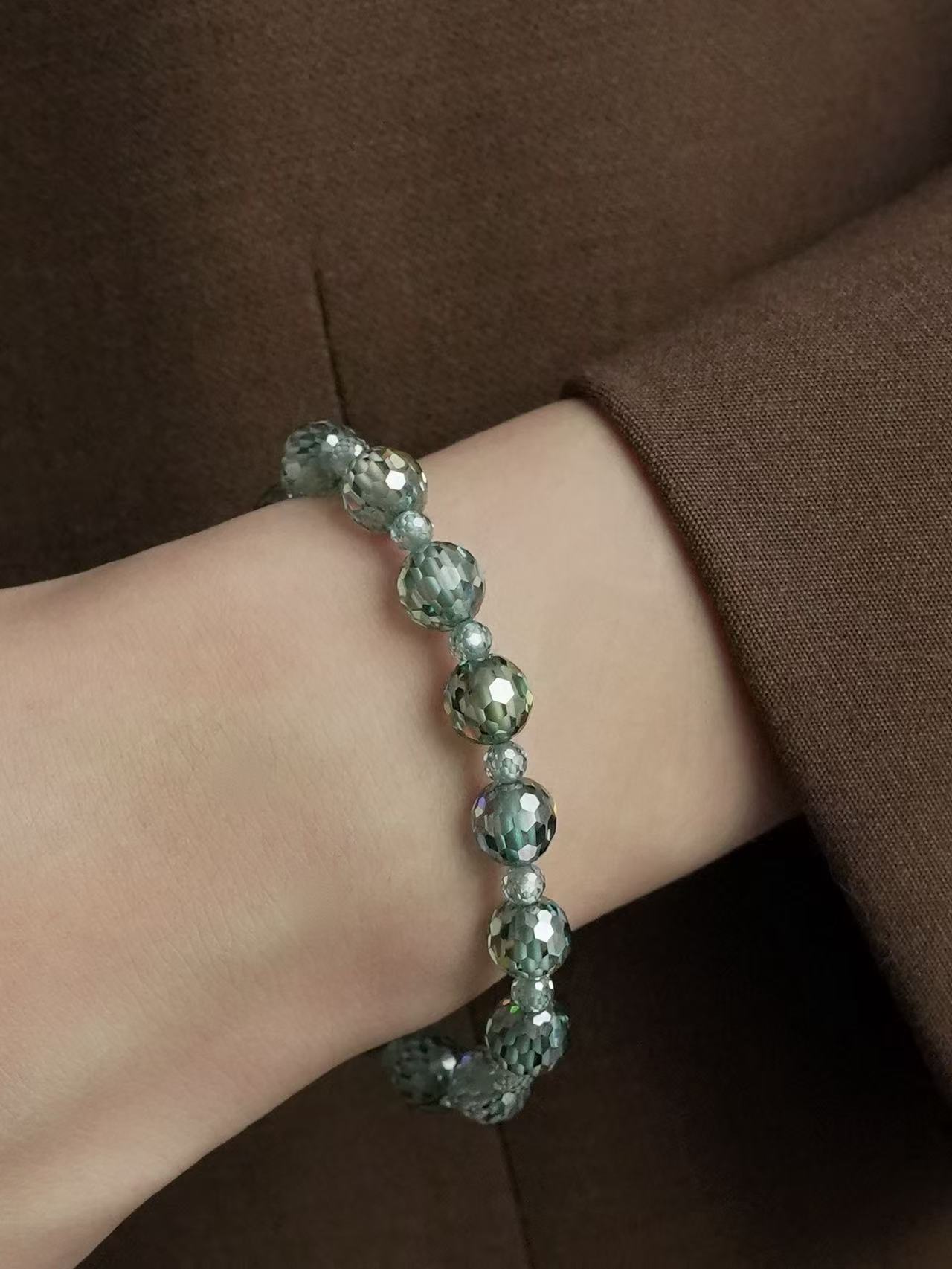 Fancy Brilliant Cut Moissanite Bracelet - Mint Green