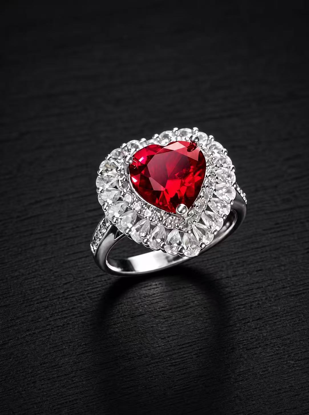 Ruby-Heart Brilliant Cut Ring-Heart of Radiance