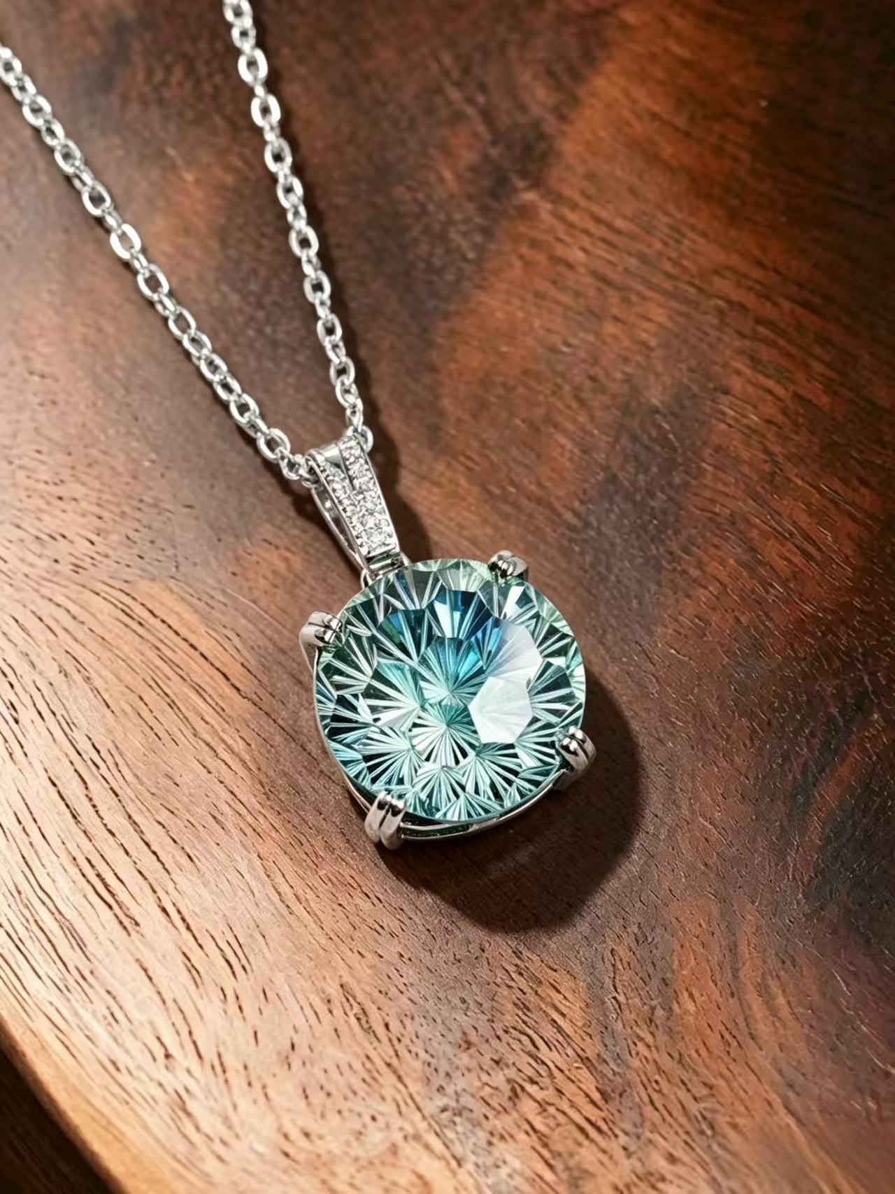 Fireworks Cut Cubic Zirconia Necklace - Phantom Color Stars 
