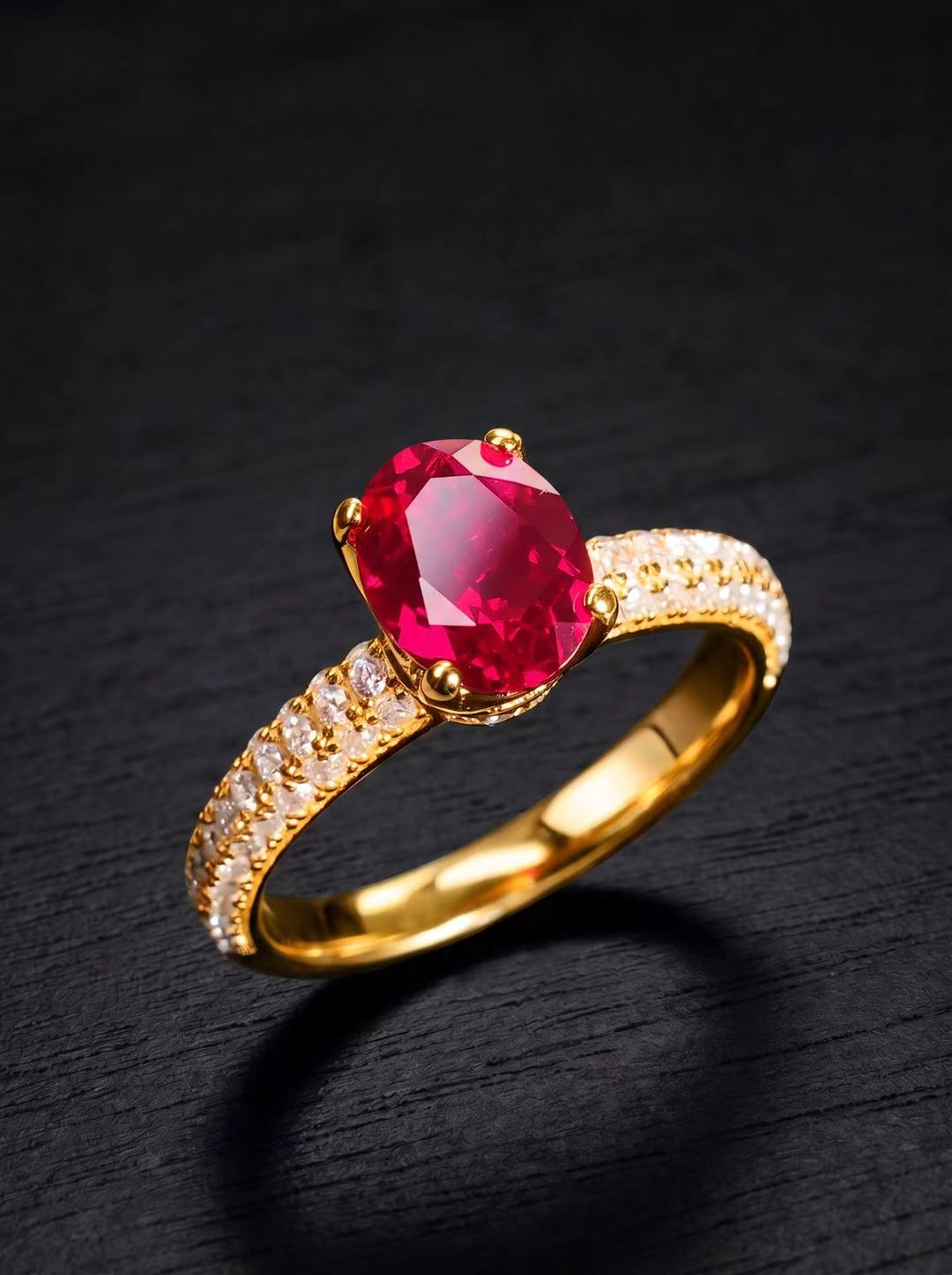 Ruby-Oval Brilliant Cut Ring - Lumina