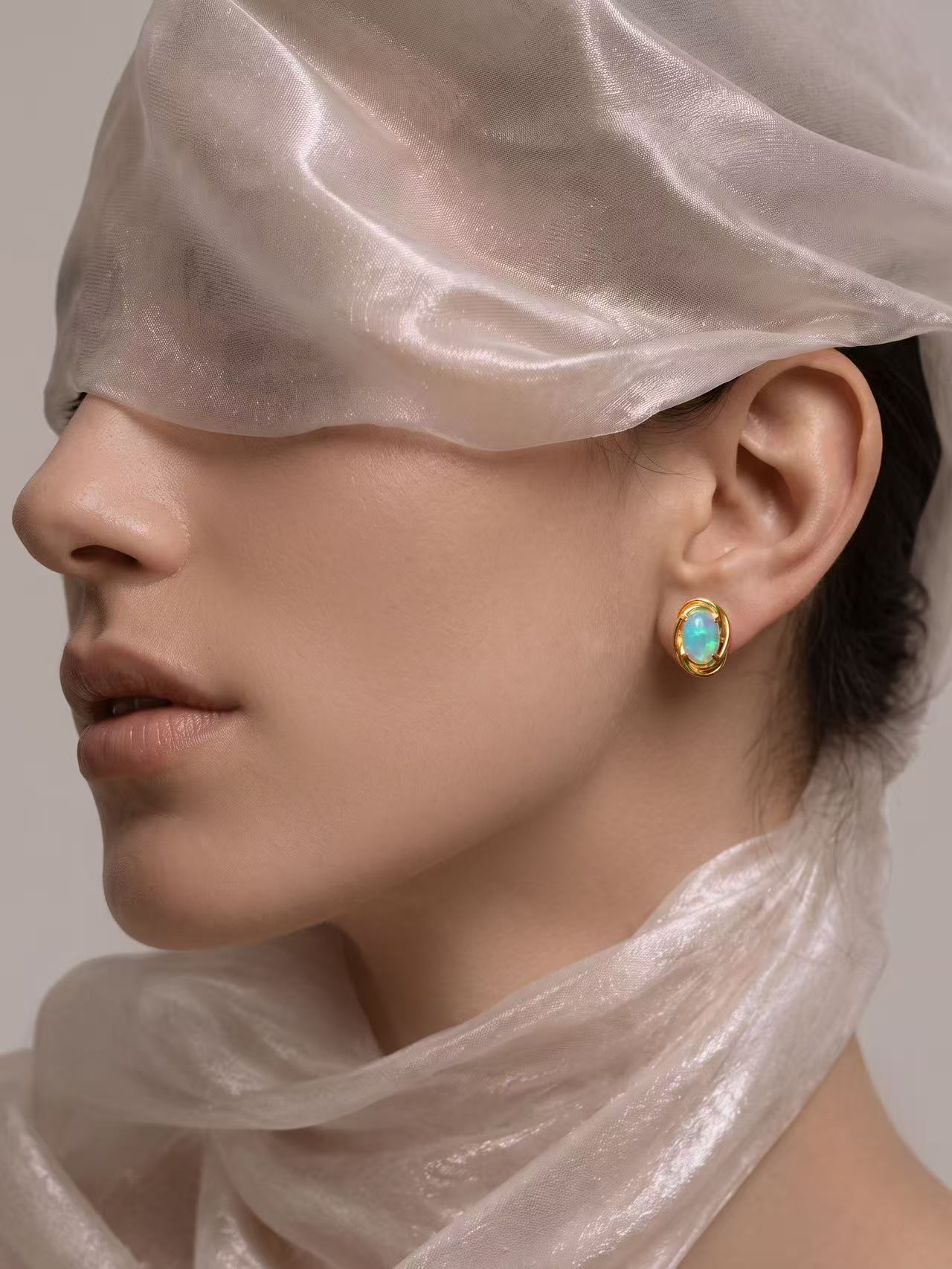 Opal-Oval Brilliant Earrings-Shimmer Opal