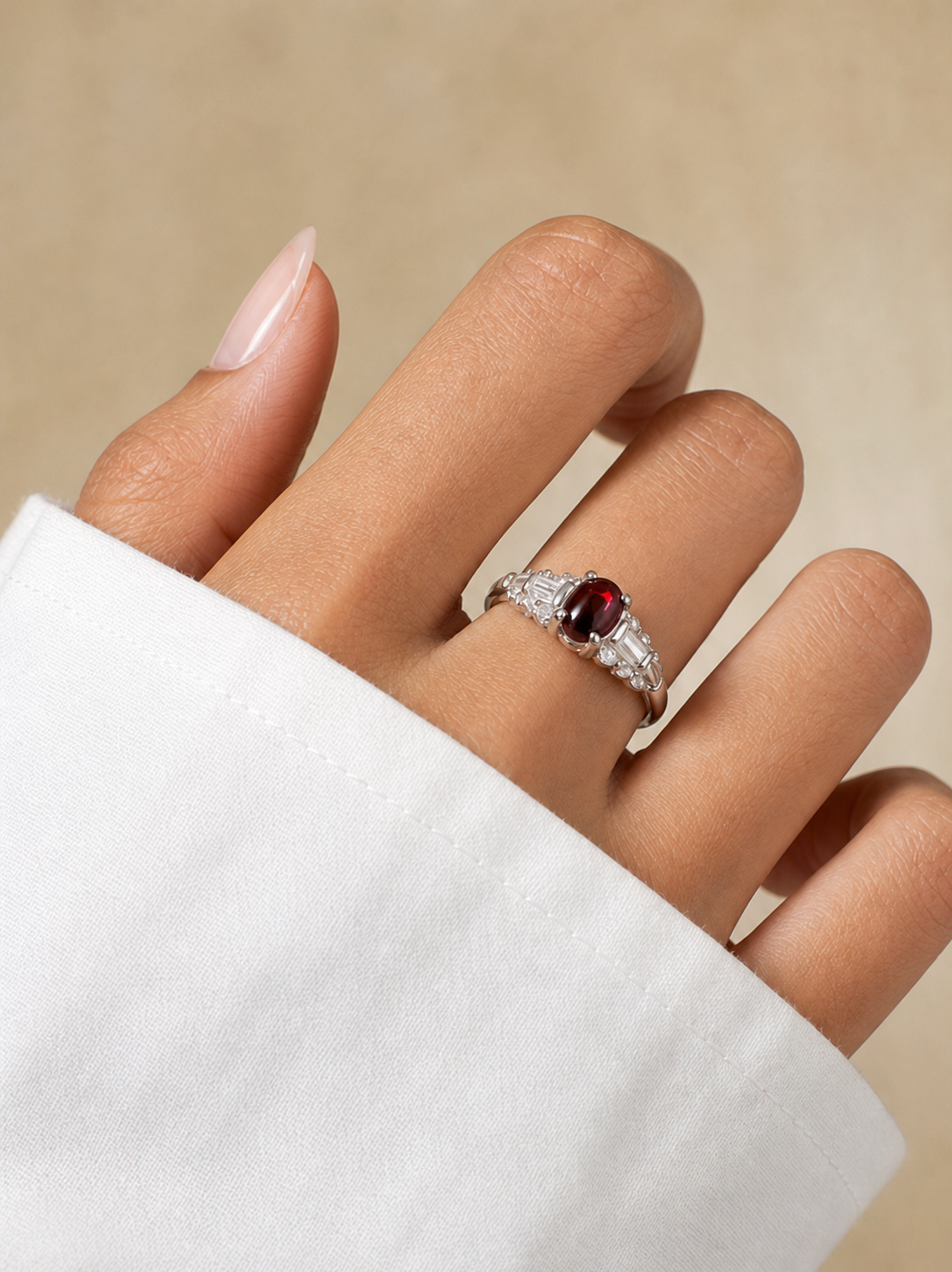 Garnet-Cabochon Ring-Vintage Ember