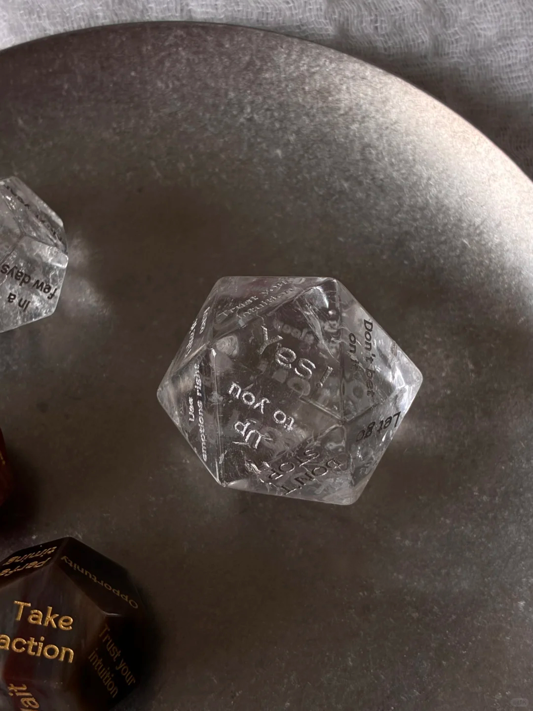Dodecahedron Fancy Cut Clear Quartz  -Oracle Dice Pro