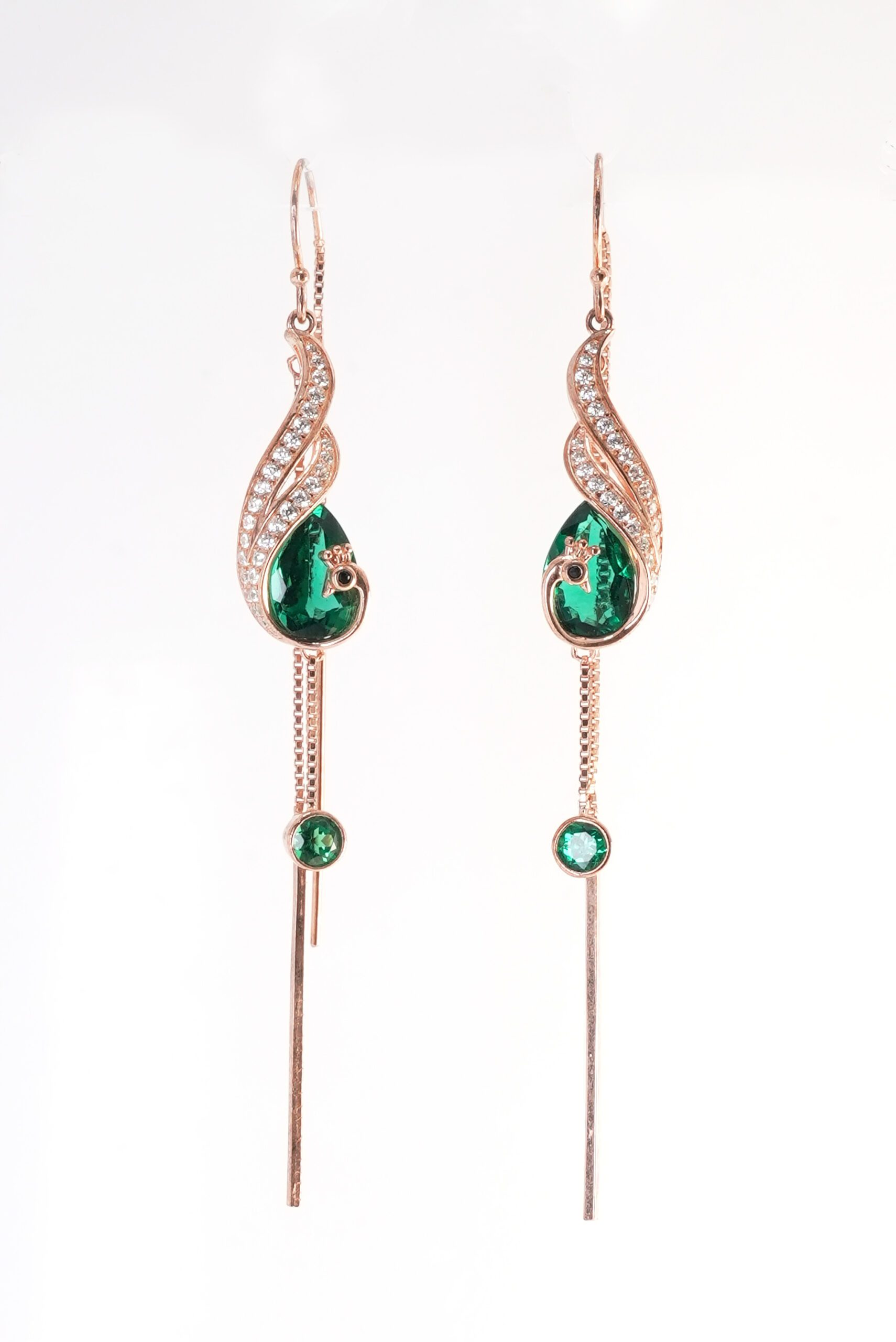 Enchanted Emerald Peacock Dangles