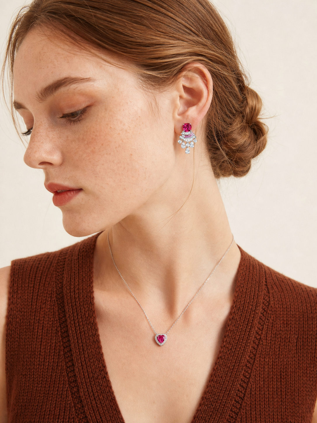 Heart Brilliant Cut Ruby Necklace -  Vivid Heart Treasures