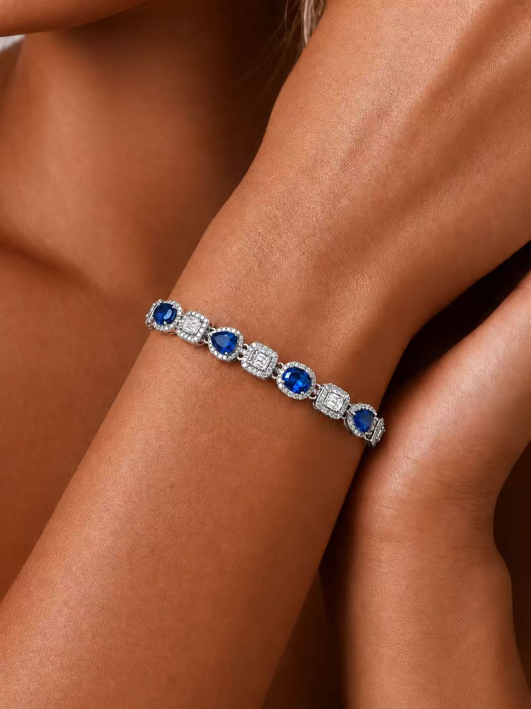 Sapphire-Oval Brilliant & Pear Bracelet-Ethereal Tides