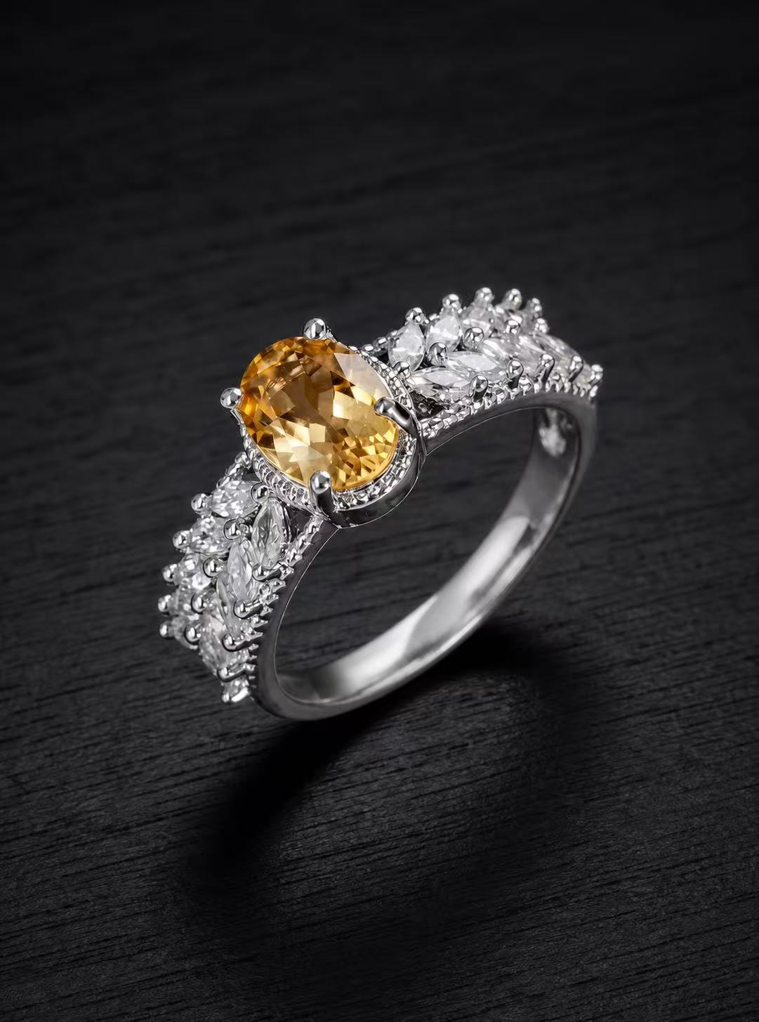 Citrine-Oval Brilliant Cut Ring-Golden Harvest