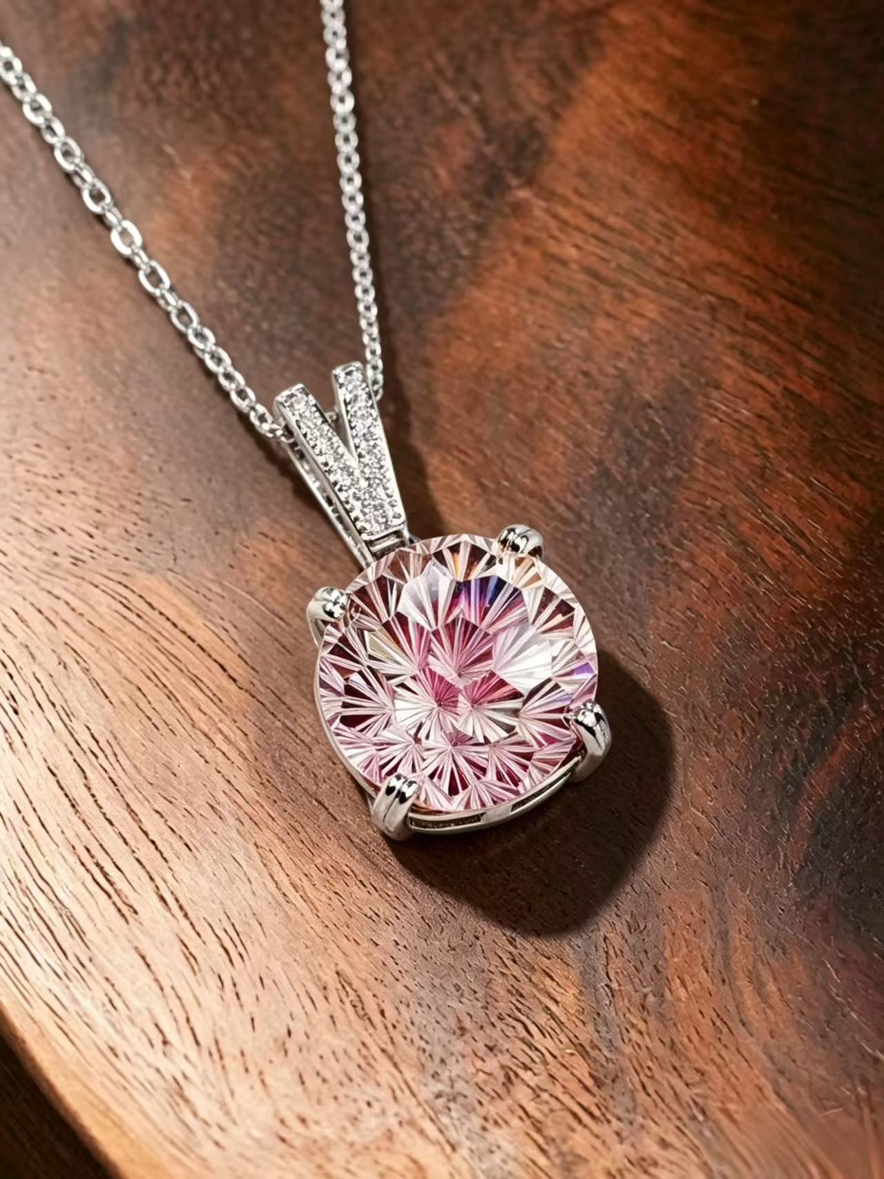 Fireworks Cut Cubic Zirconia Necklace - Phantom Color Stars