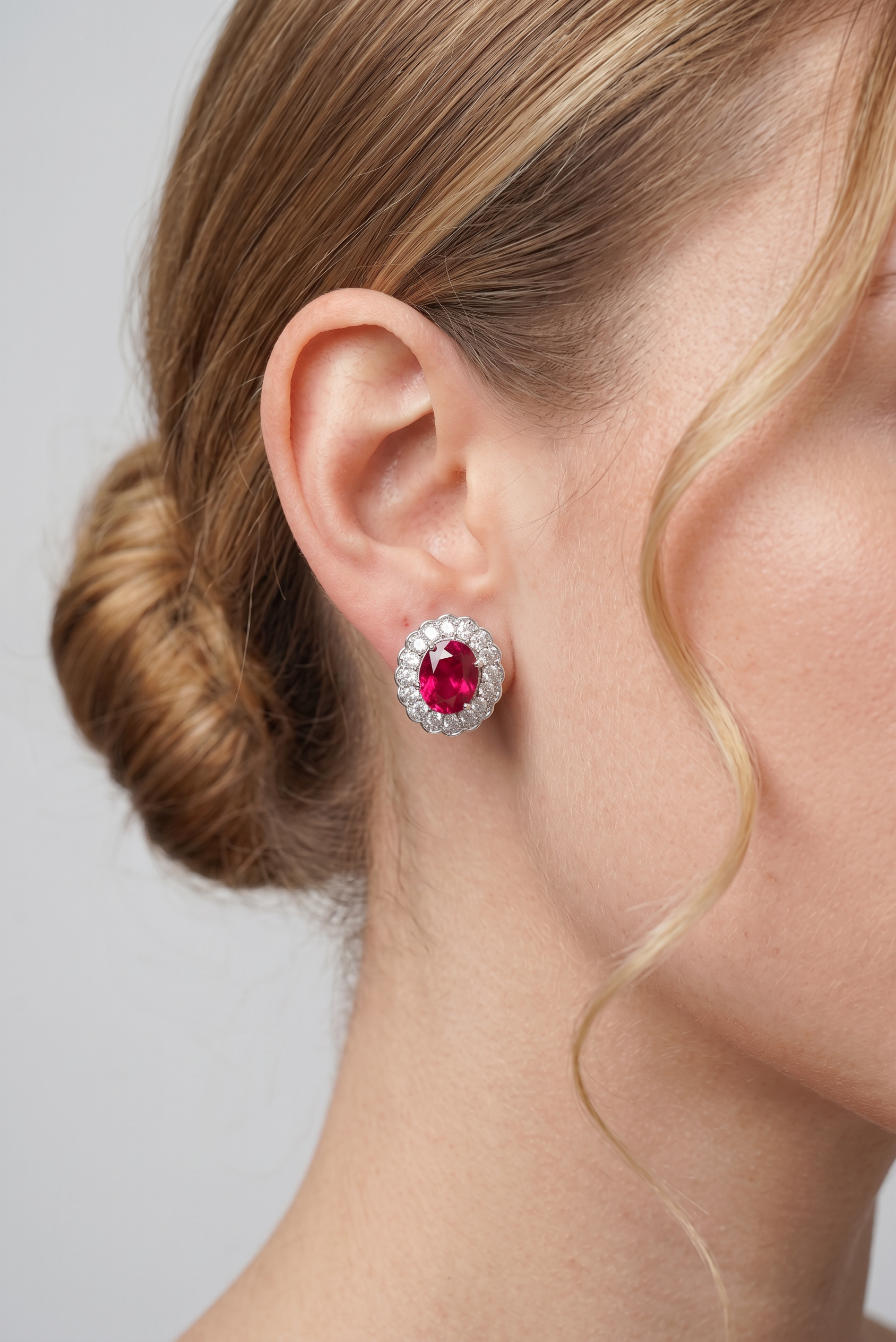 Oval Brilliant Cut Ruby Earrings - Orbit Bloom