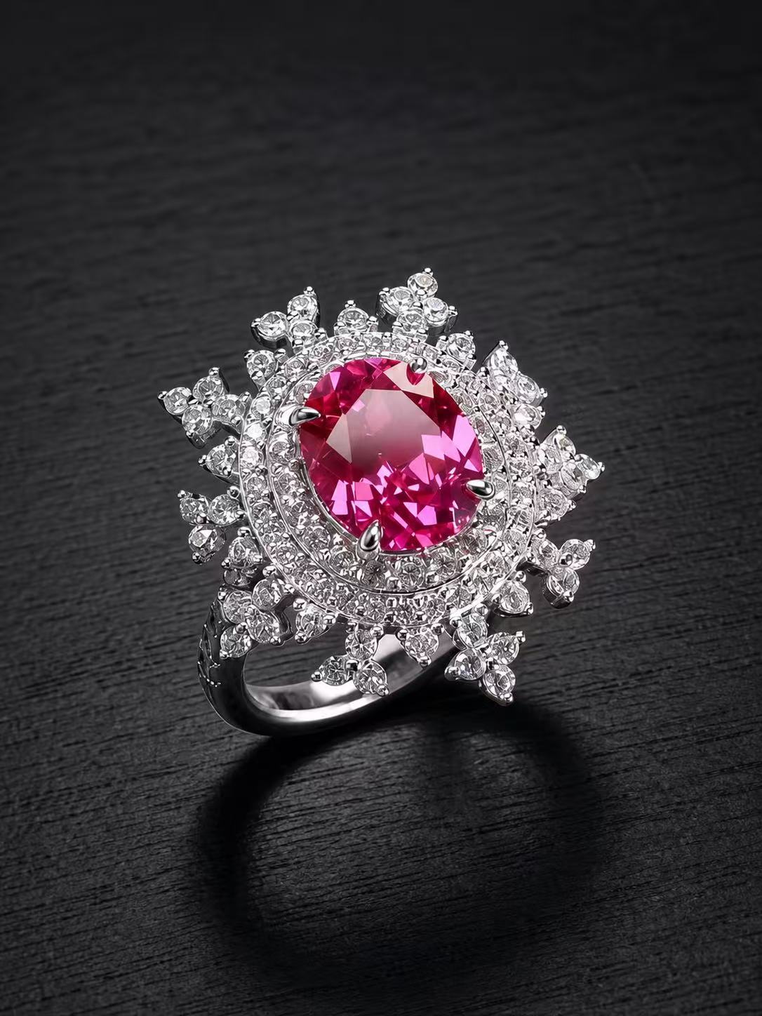 Pink Sapphire-Oval Brilliant Cut Ring-Pink Snowflake