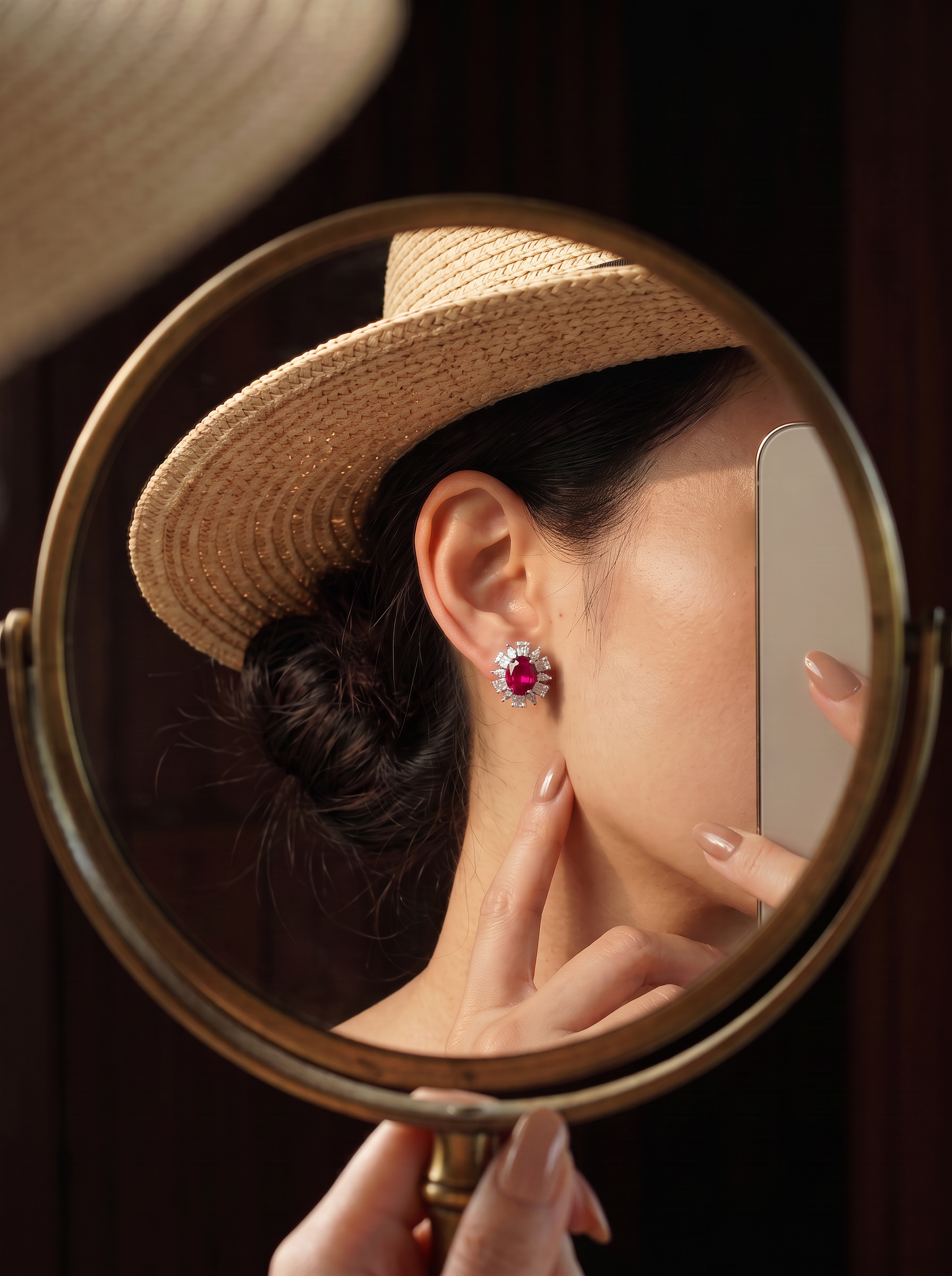 Oval Brilliant Cut Ruby Earrings - Solar Radiant