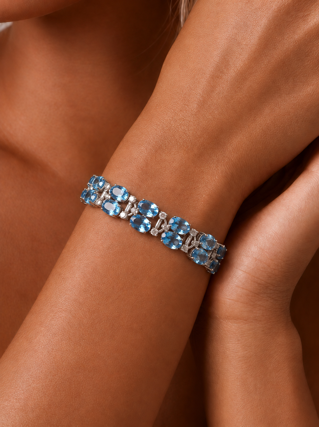 Oval Brilliant‑Cut Royal Sapphire Bracelet - Sapphire Symphony