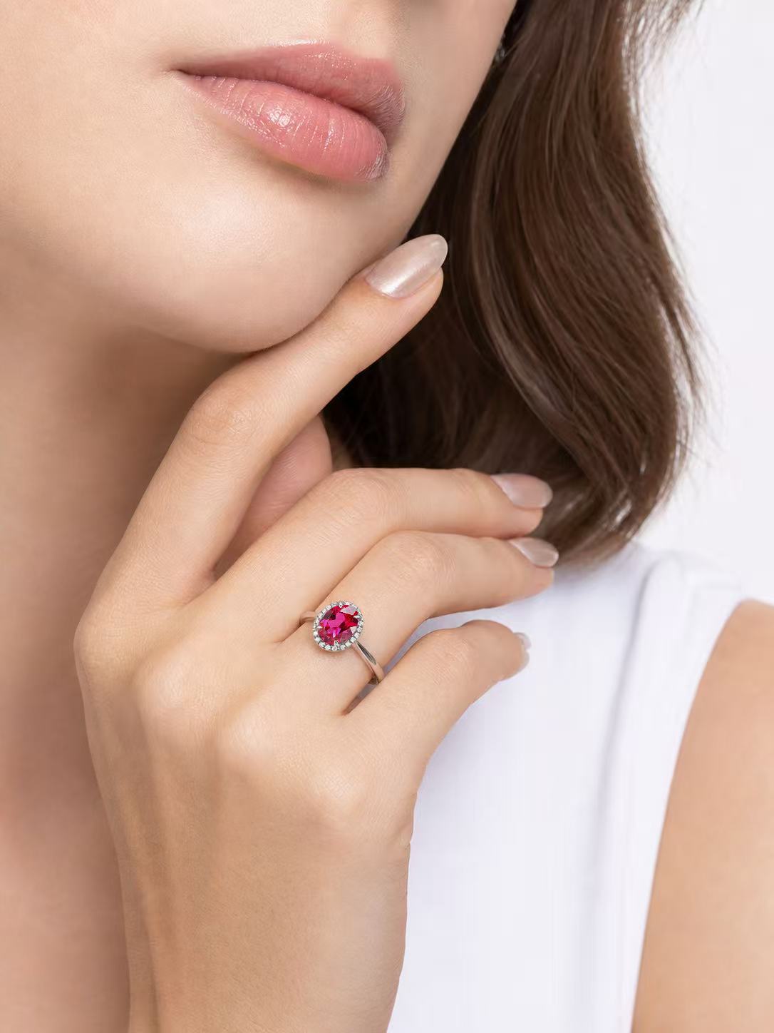 Oval Brilliant Cut Ruby Ring - Blood Rosebay