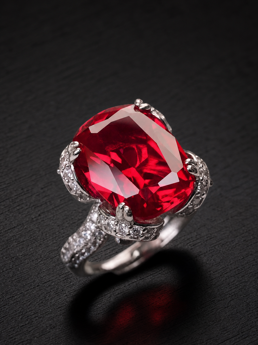 Ruby/Sapphire-Cushion Brilliant Cut Ring - Midnight Scepter