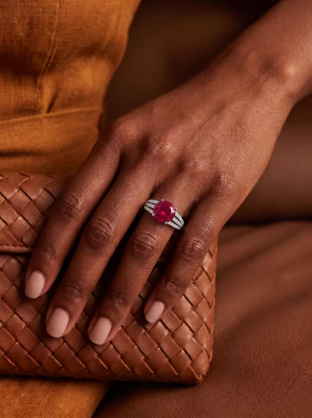Round Brilliant Cut Ruby/Sapphire Ring - Solaris Veil