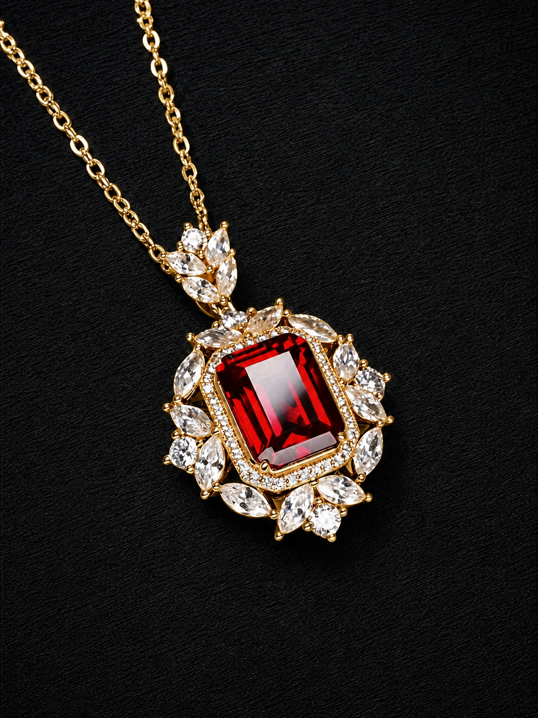 Ruby-Emerald Brilliant Cut Necklace-Phoenix Heart