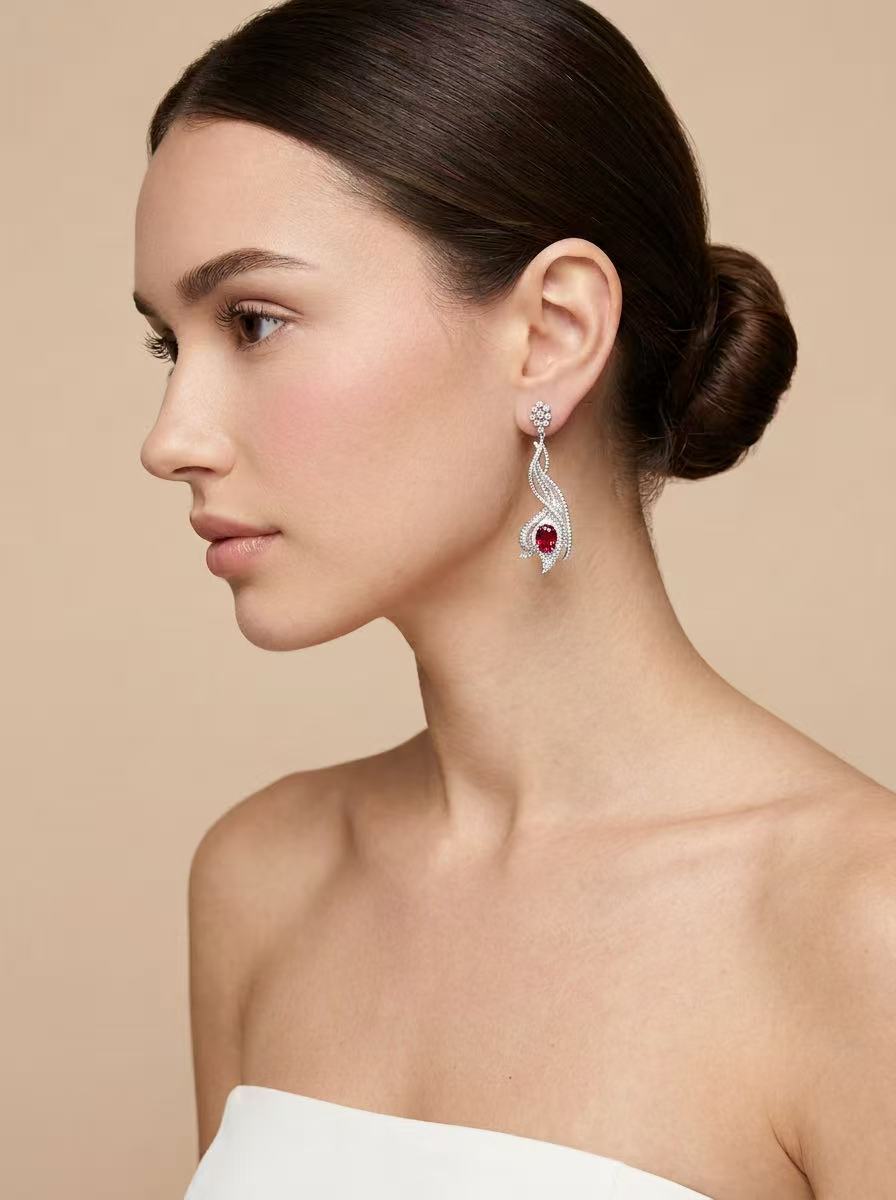 Oval Brilliant Cut Ruby Earring - Scarlet Grace