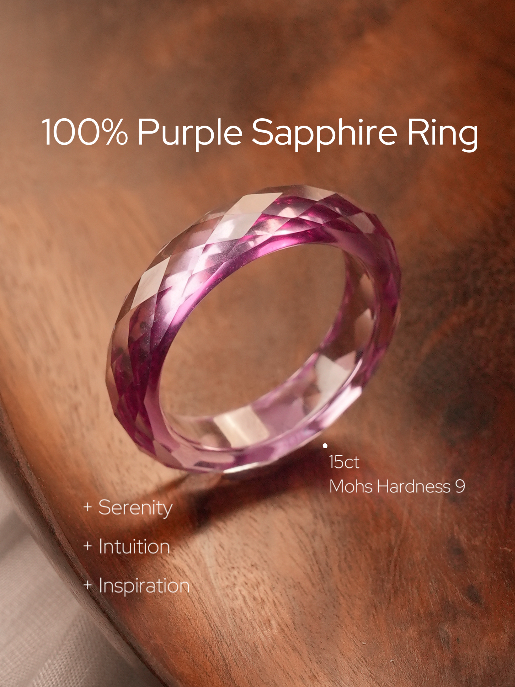 360-Degree Faceted Purple Sapphire Ring