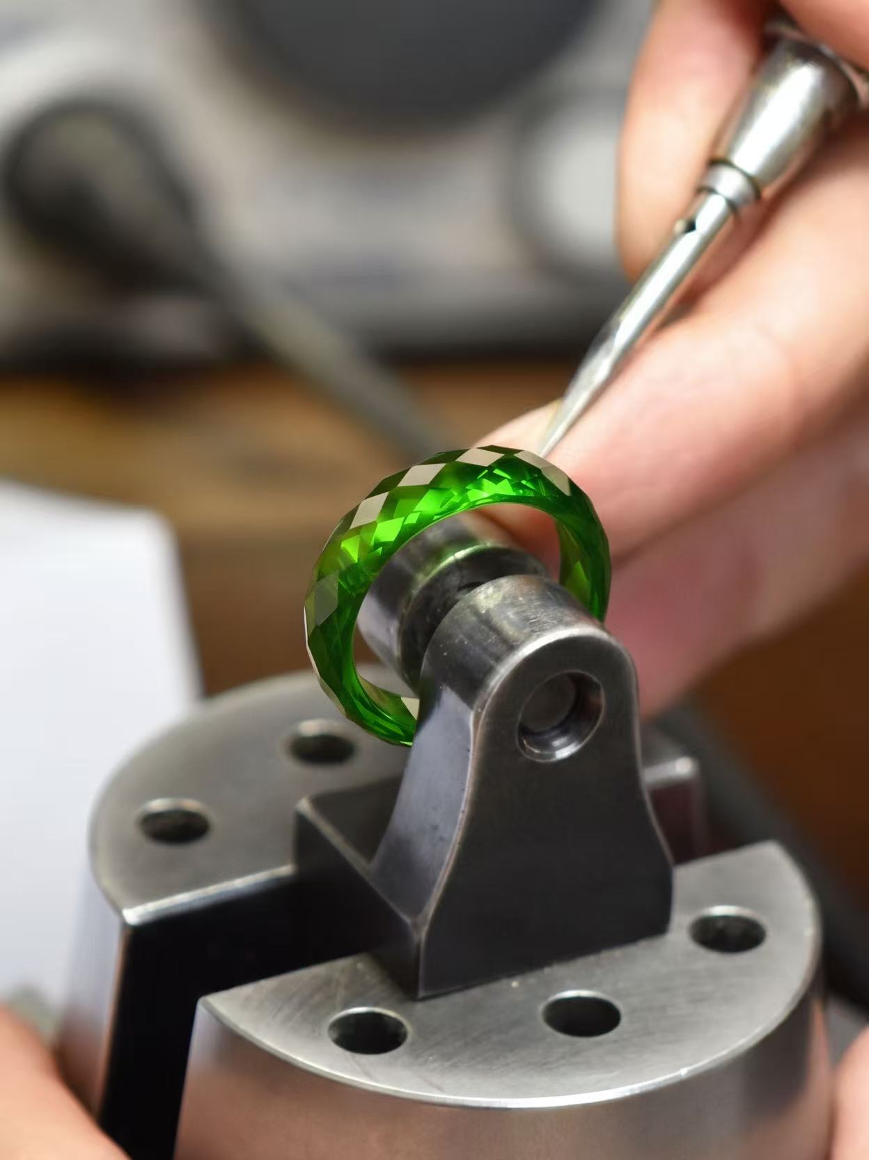 360-Degree Faceted Tsavorite Ring