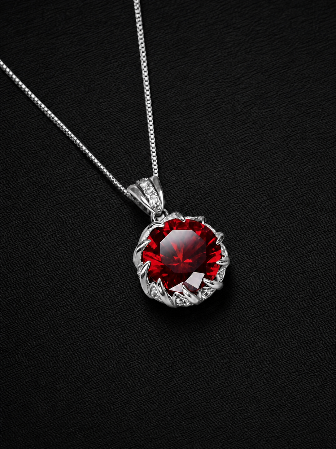 Ruby-Round Brilliant Cut Necklace-Heart of Lava