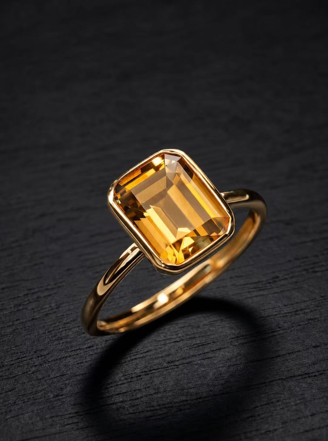 Citrine-Emerald Brilliant Cut Ring-Sunlight Prism