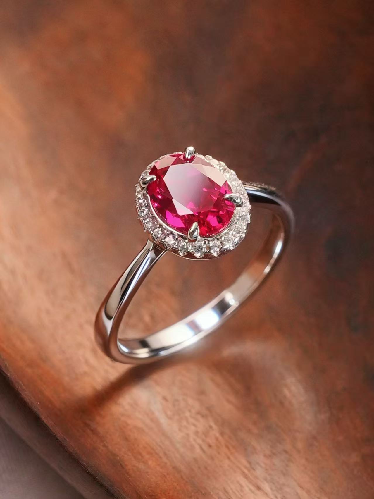 Oval Brilliant Cut Ruby Ring - Blood Rosebay