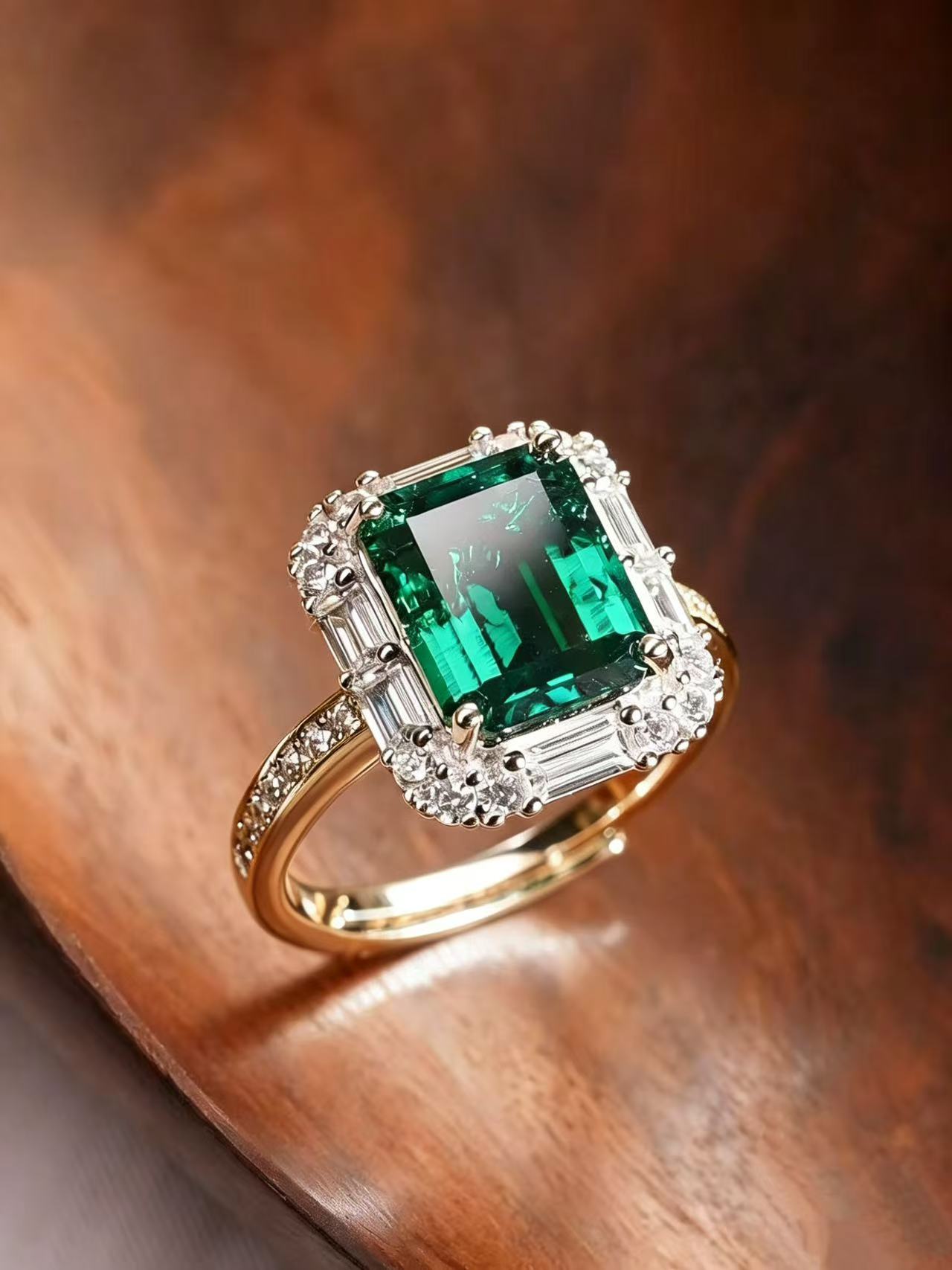 Emerald Brilliant Cut Emerald Ring - Shadow Fairy
