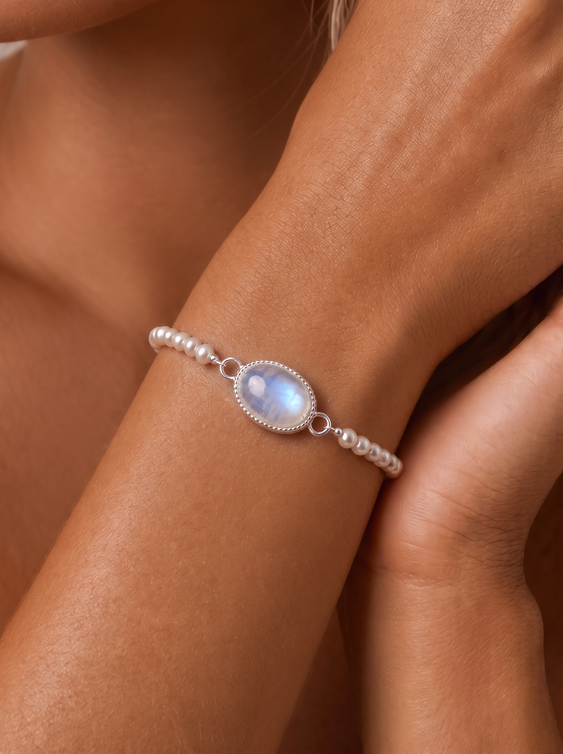 Moonstone Pearl Bracelet ‑ Moon Glow