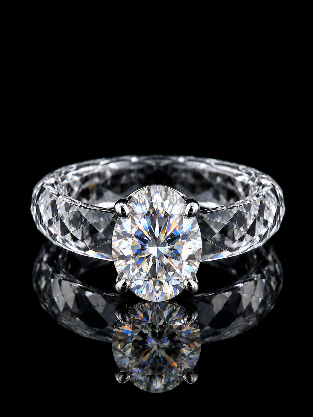 Moissanite-PRO-Moon White-360-Degree Faceted Ring