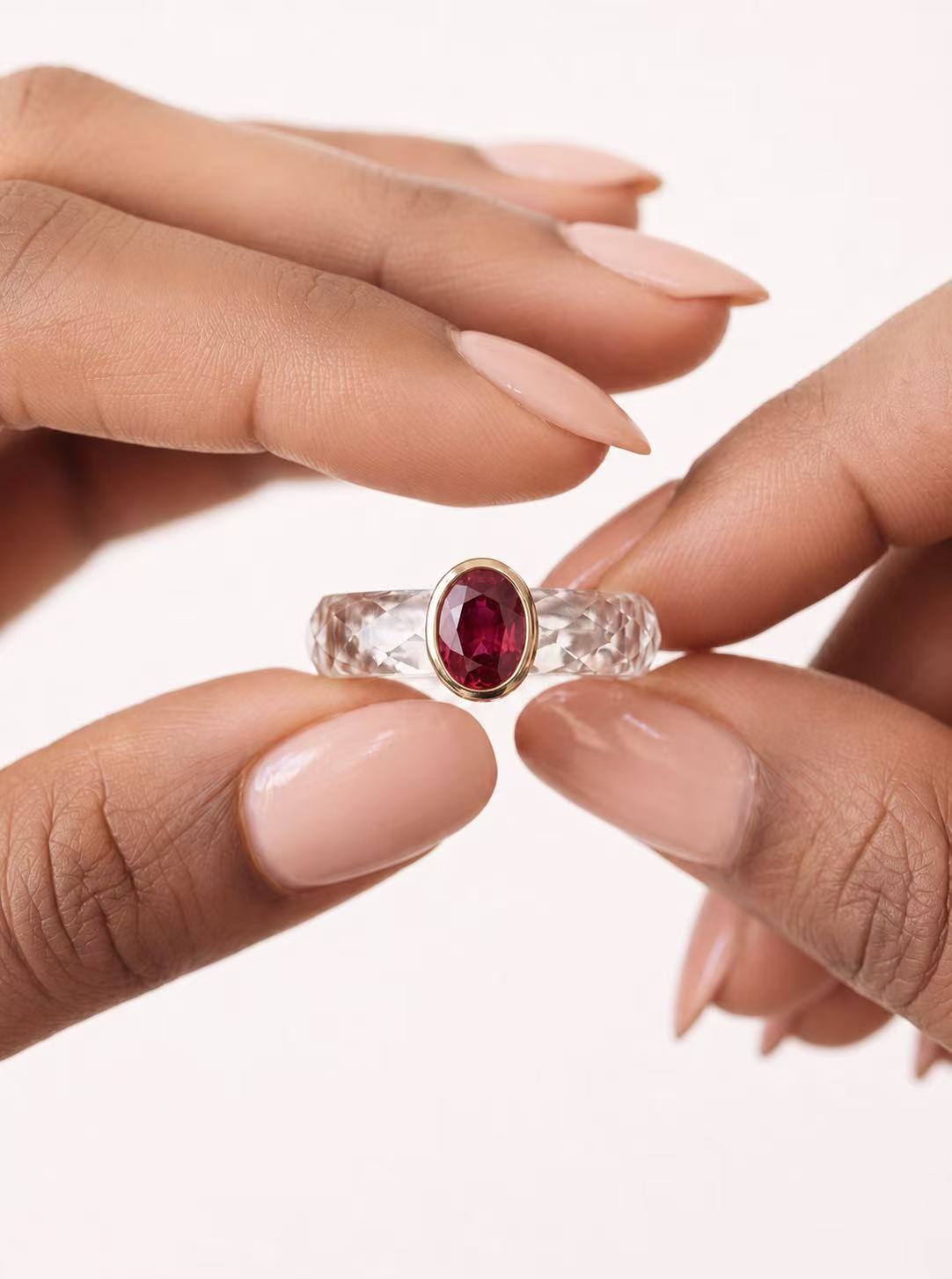 White Sapphire+Ruby/Sapphire/Emerald-PRO 360-Degree Faceted Ring