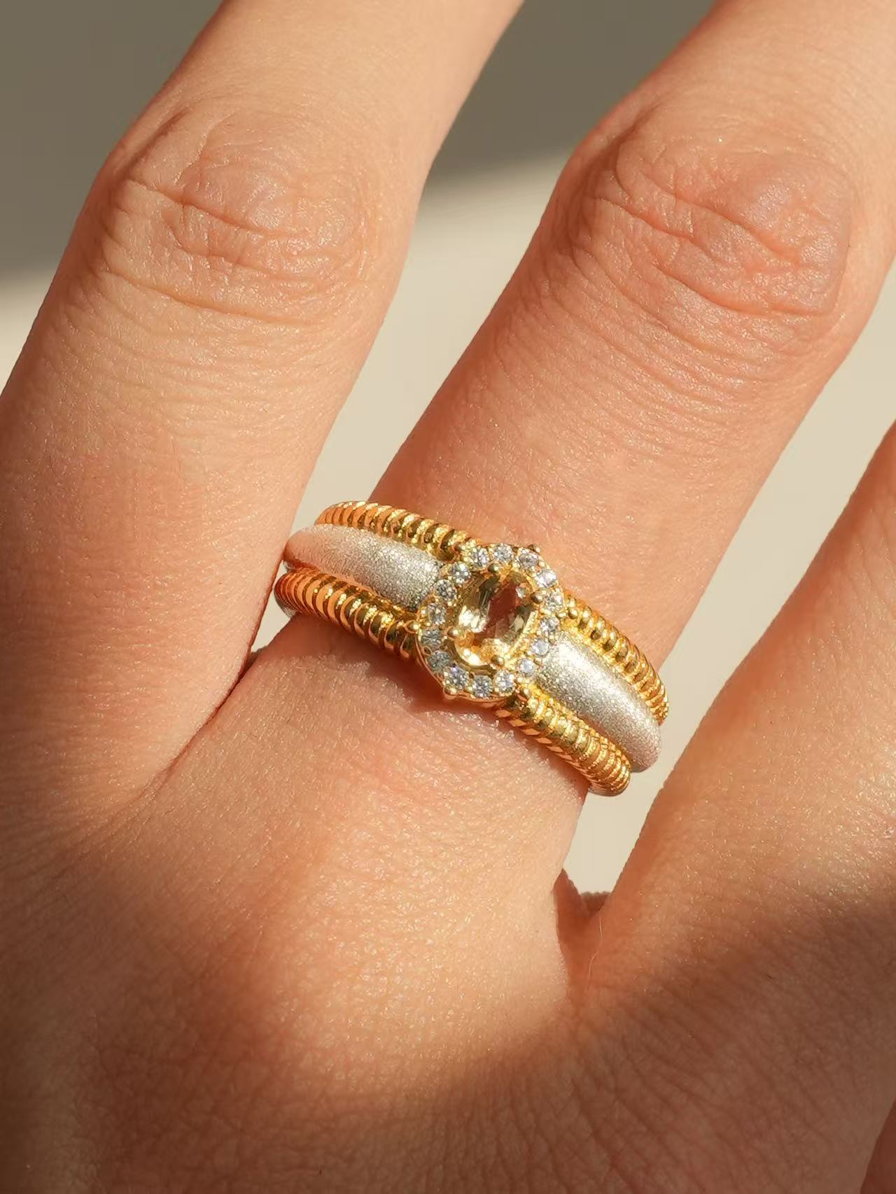 Citrine-Oval Brilliant Cut Ring-Woven Light