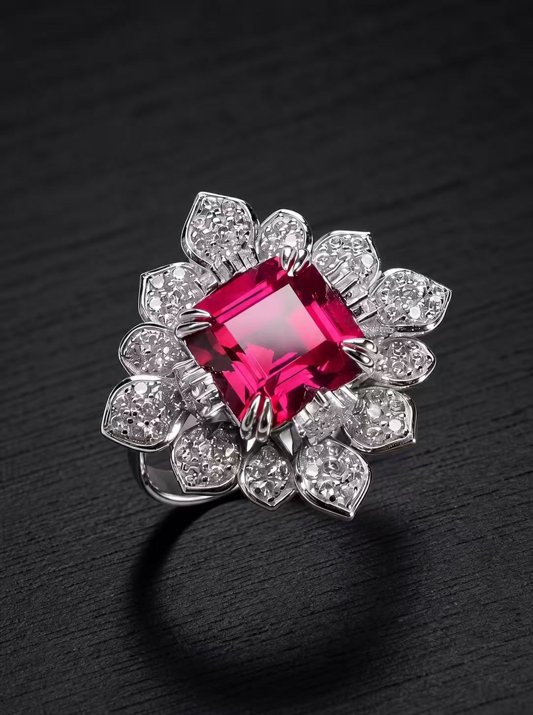 Ruby-Emerald Brilliant Ring-Embers' Glow