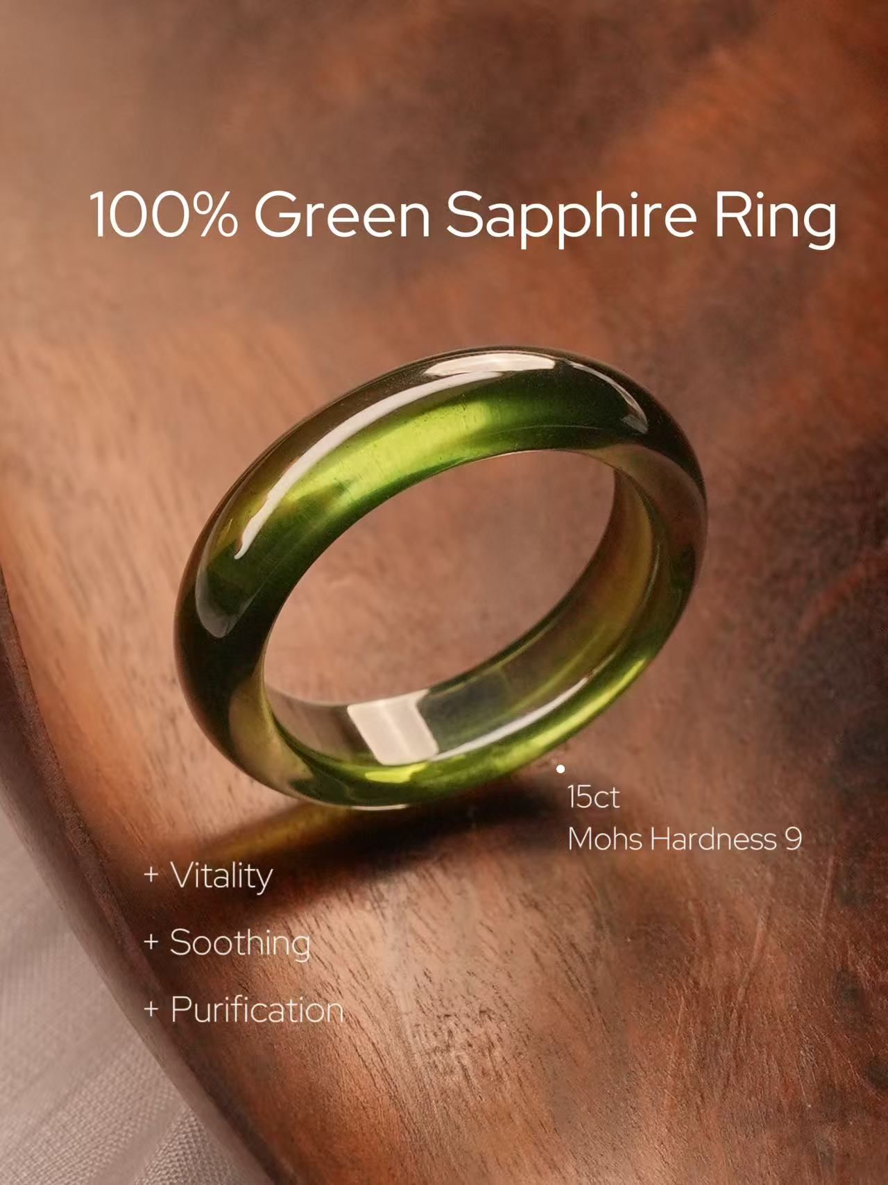 360-Degree Cabochon Green Sapphire Ring
