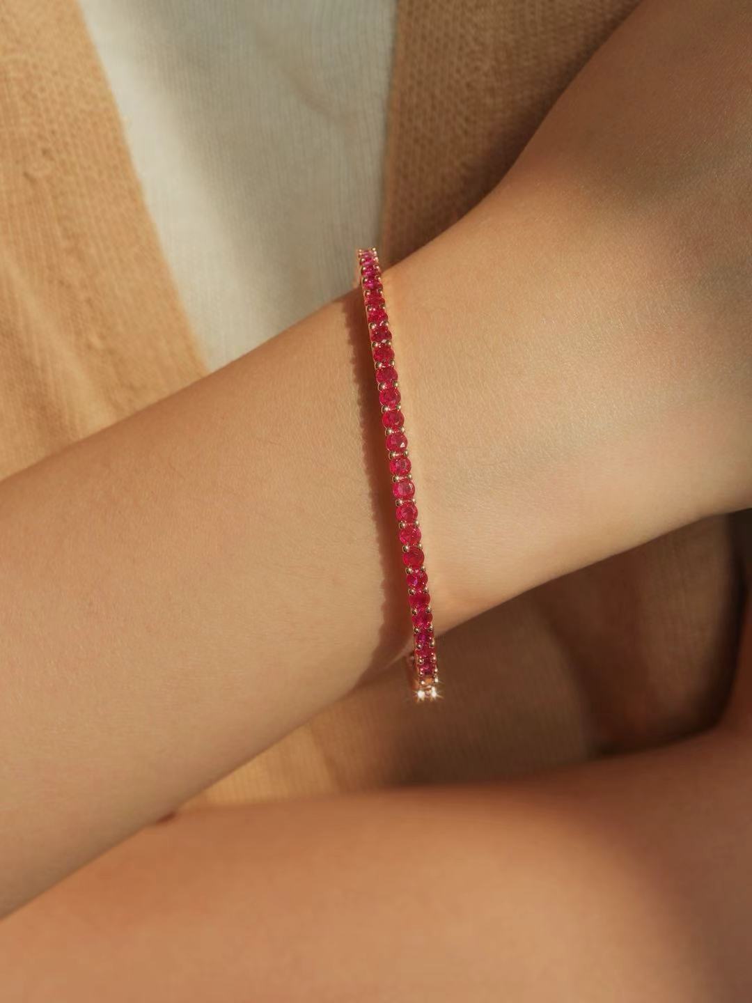 Ruby-Round Brilliant Cut Bangle-Tennis Bangle