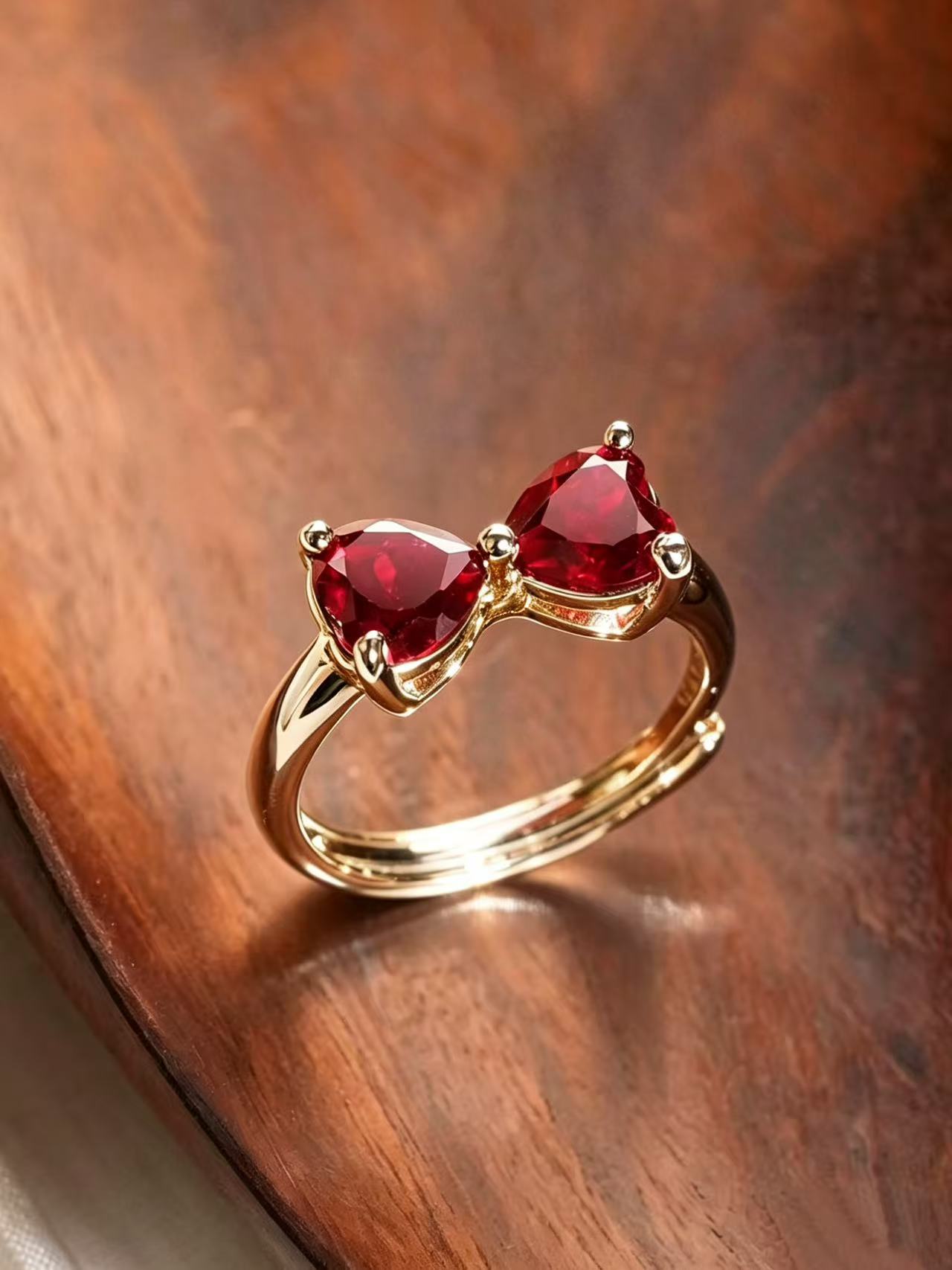 Fancy Brilliant Cut Ruby Ring - Twin Flame 