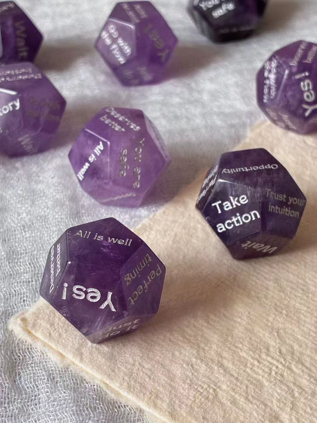 Dodecahedron Fancy Cut Clear Quartz  - Answer Dice