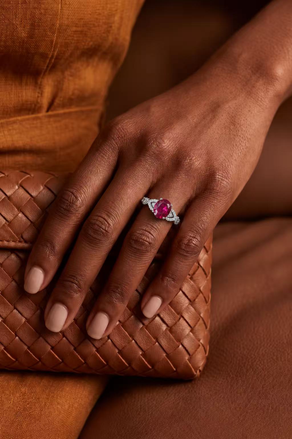 Oval Brilliant Cut Ruby/Sapphire Ring - Gleam Vine