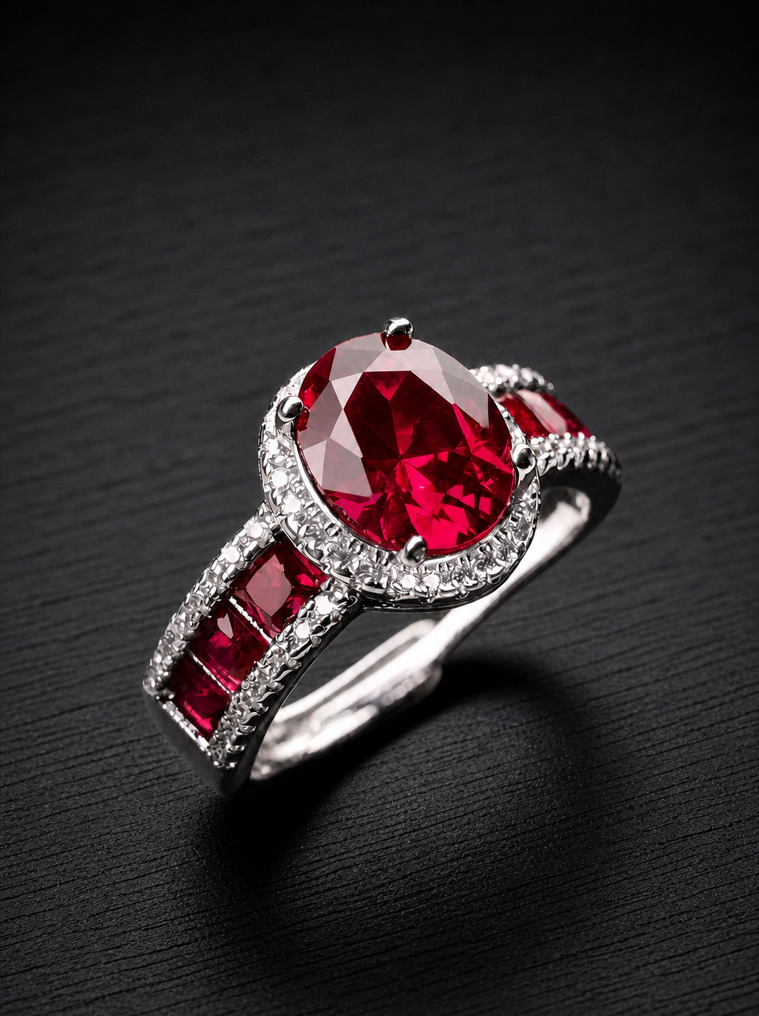 Sapphire/Ruby-Oval Brilliant Cut Ring-Velvet Crown
