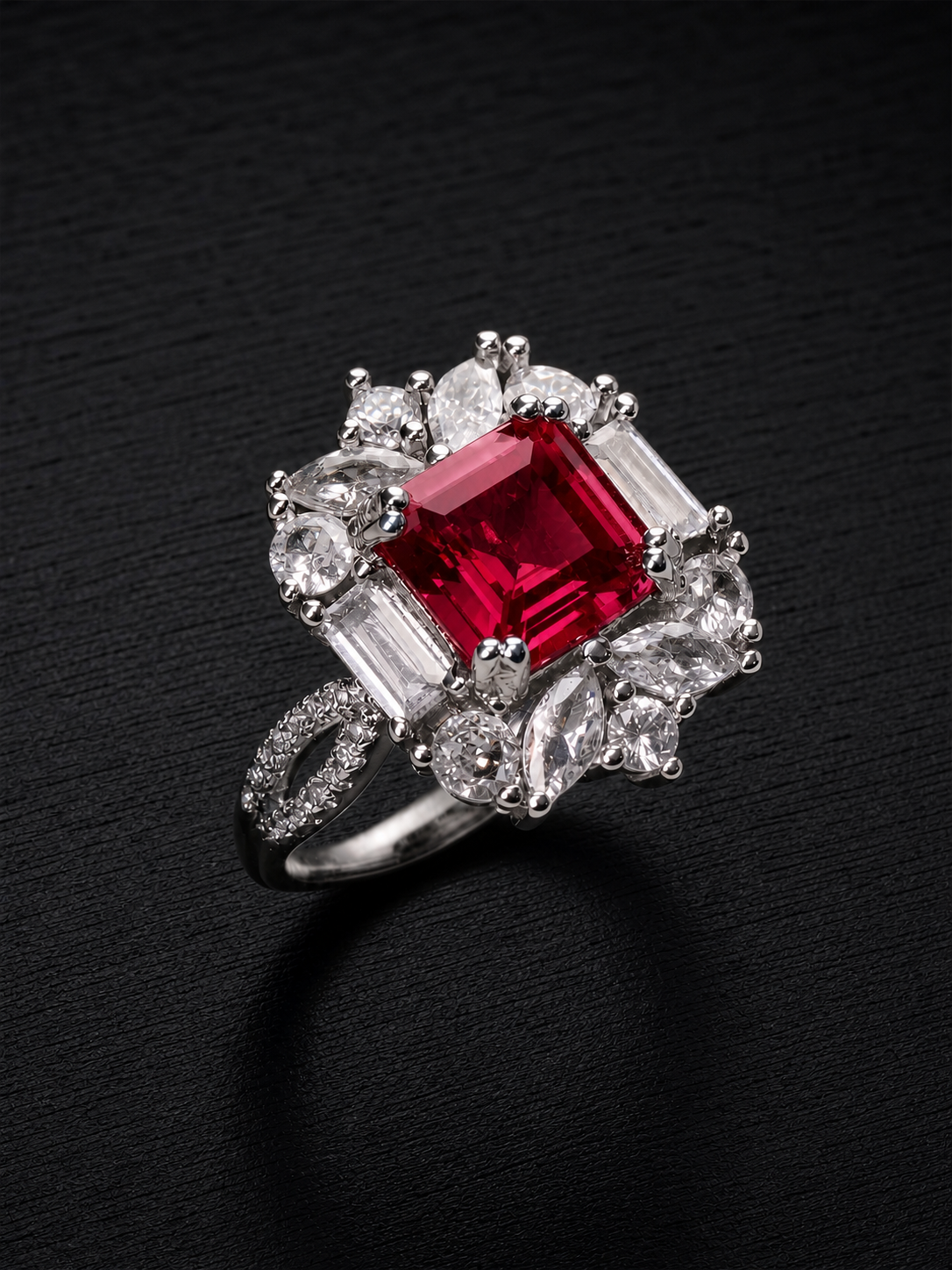 Sapphire/Ruby-Emerald Brilliant Cut Ring-Freya 