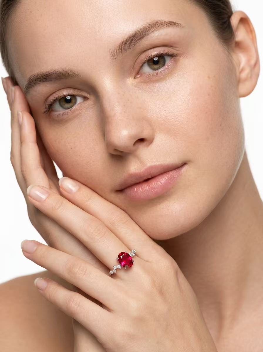 Oval Brilliant Cut Ruby Ring - Crimson Oval
