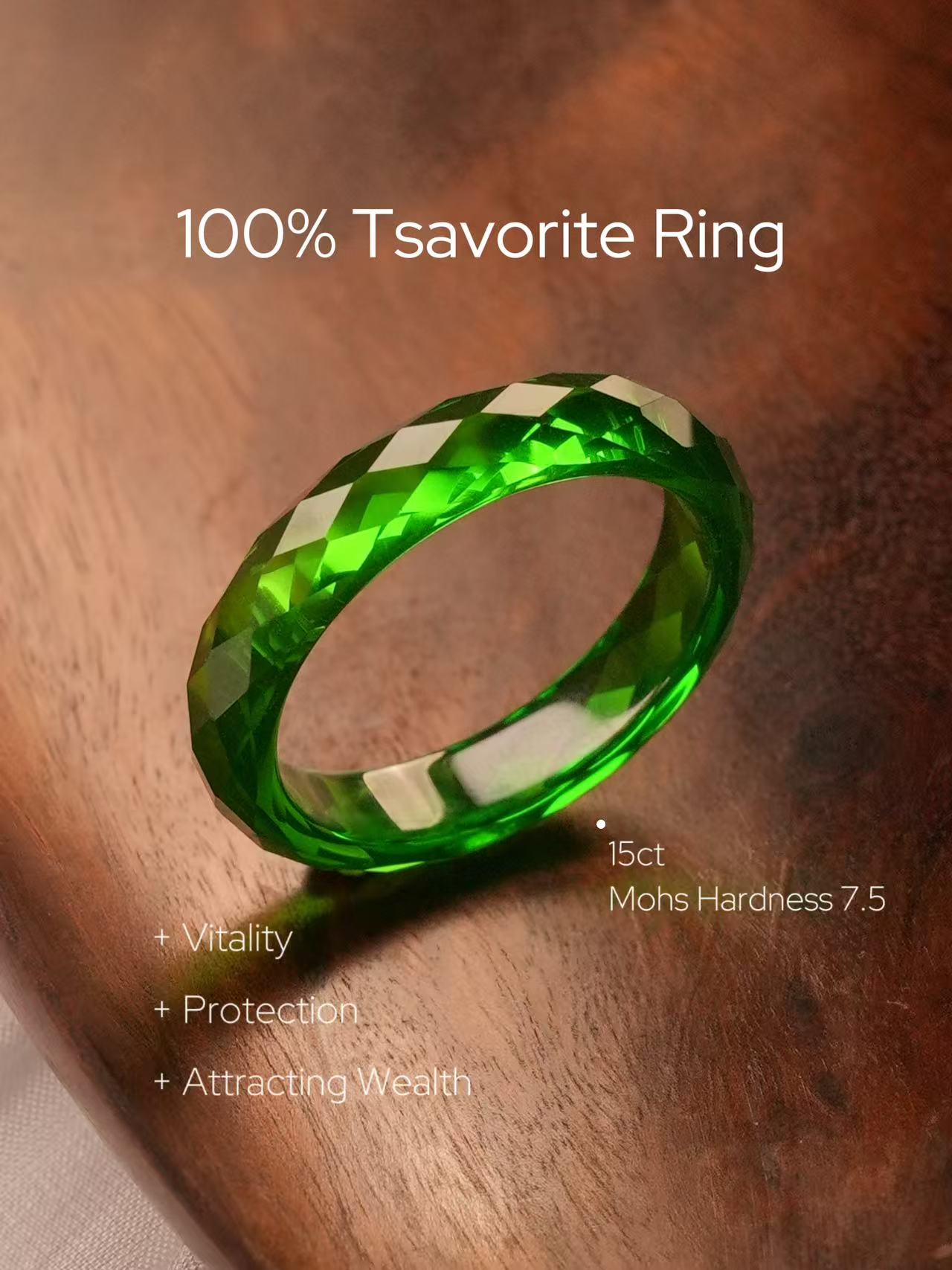 360-Degree Faceted Tsavorite Ring