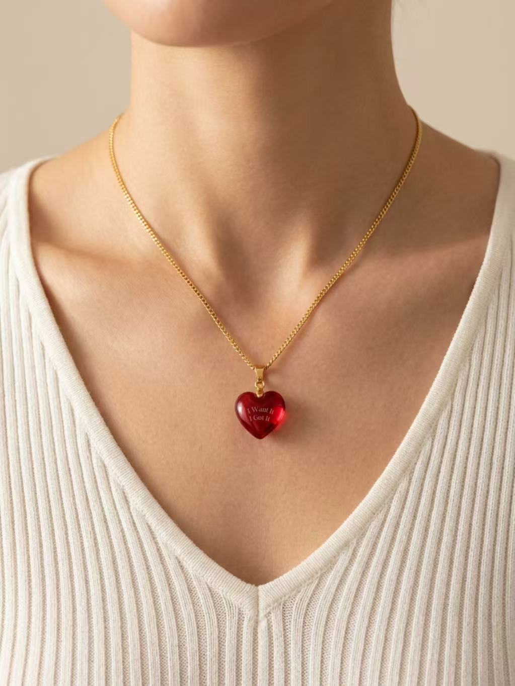 Heart Brilliant Cut Ruby Necklace - I Want It, I Got It 