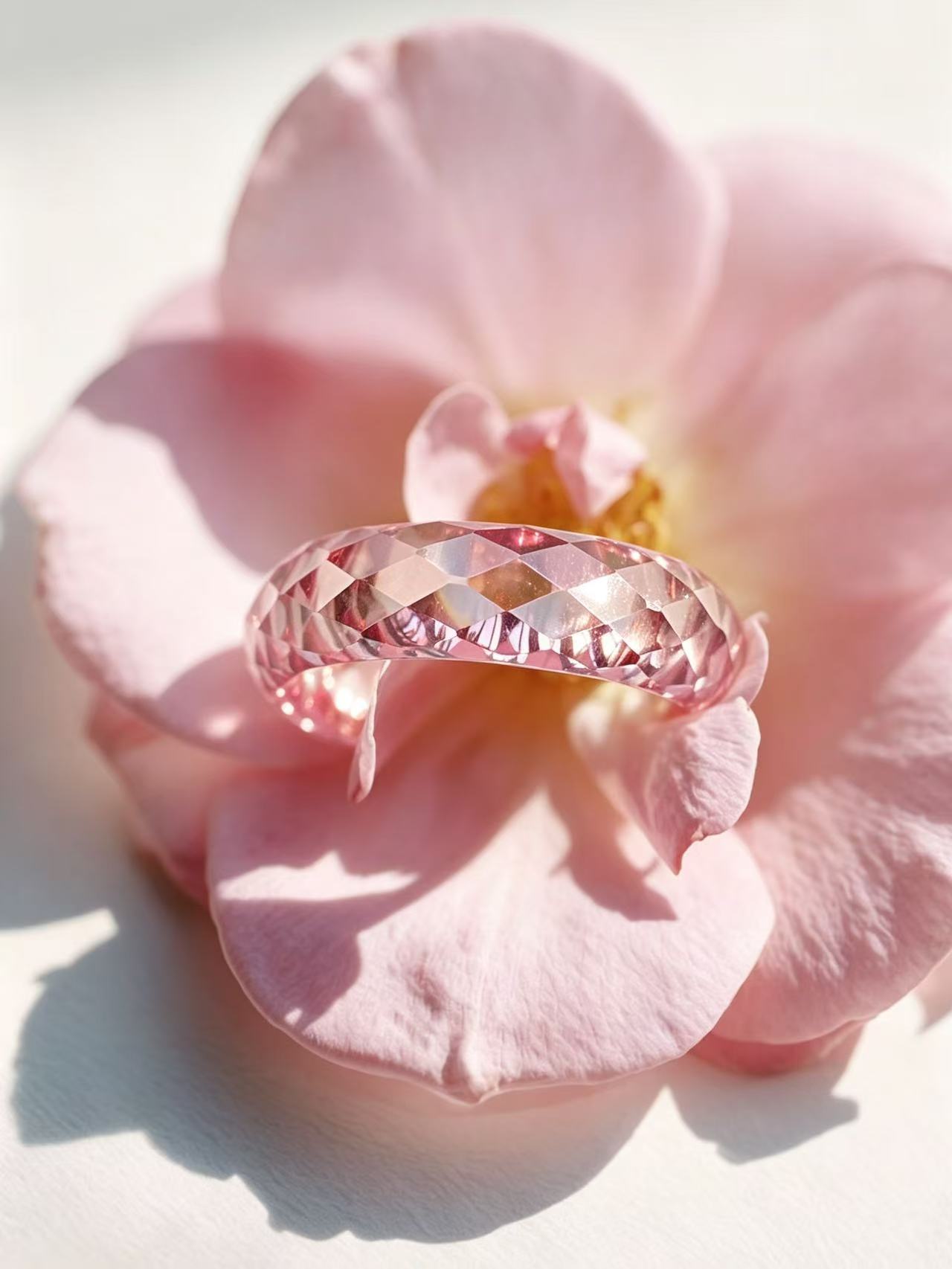 360-Degree Faceted Moissanite Ring - Sakura Pink