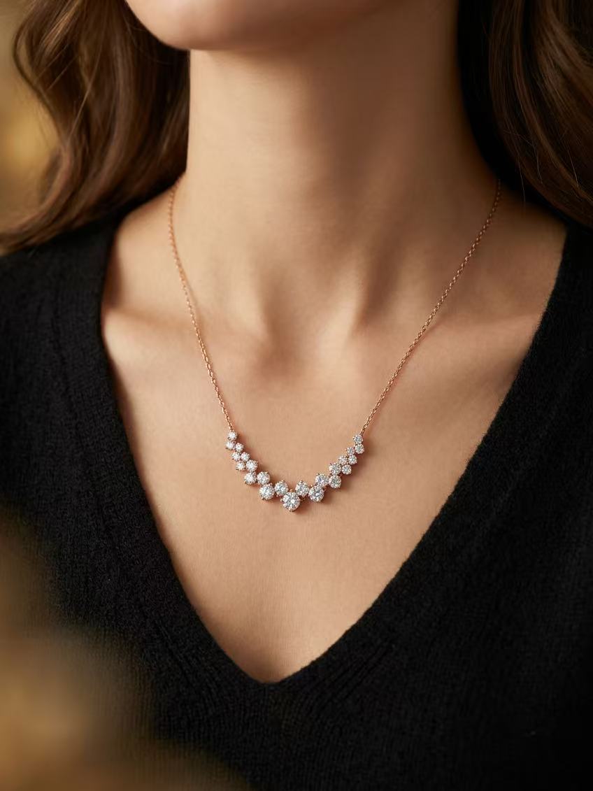 Round Brilliant Cut Moissanite Necklace - Bright Grace