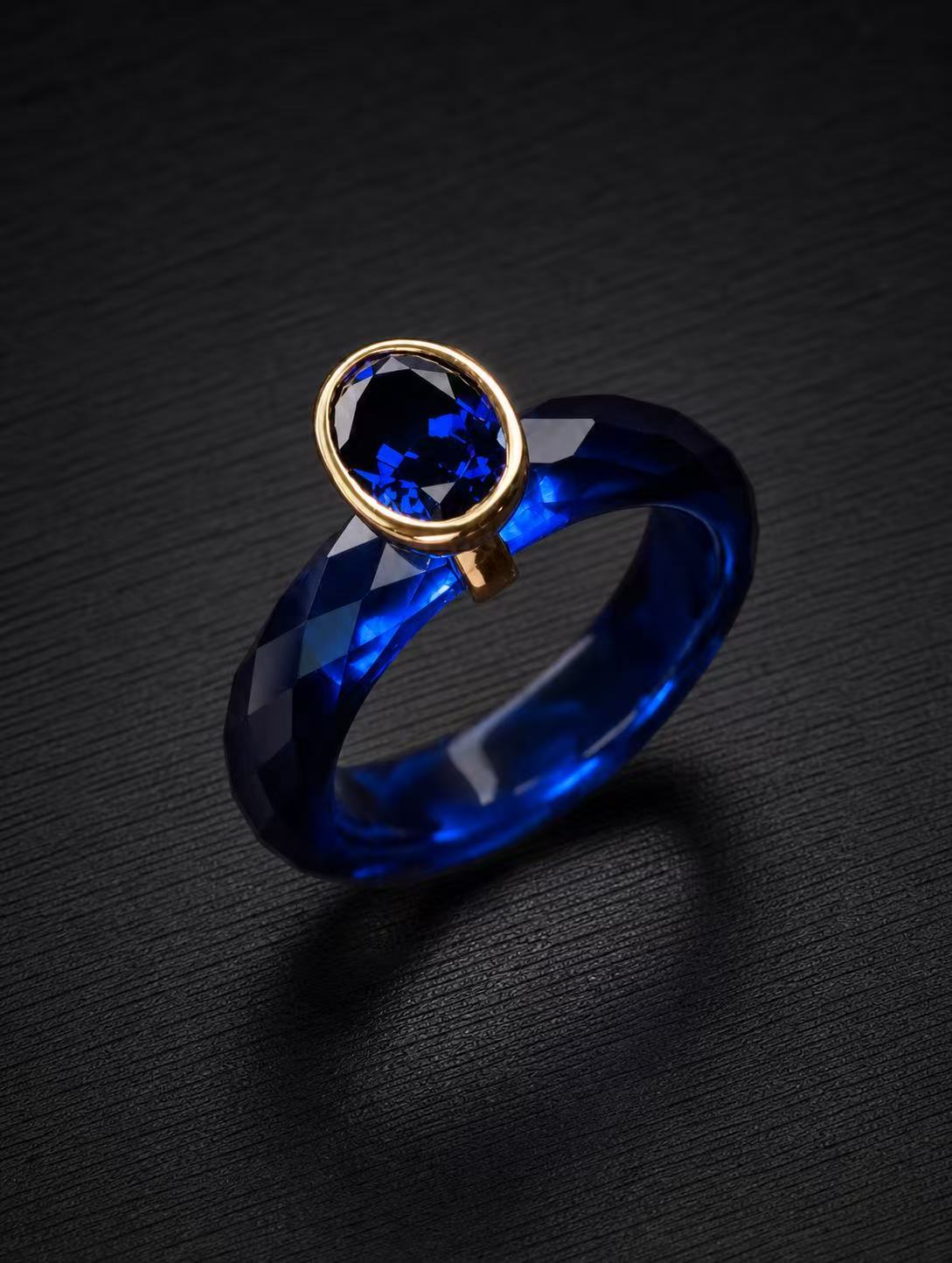 Sapphire+Ruby/Sapphire/Emerald-PRO 360-Degree Faceted Ring