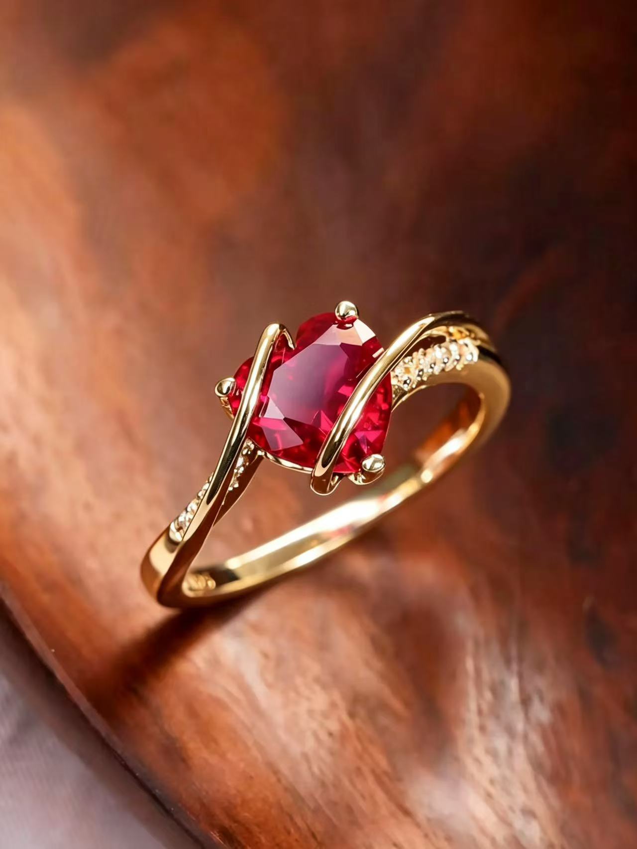 Heart Brilliant Cut Ruby Ring - Crush on you