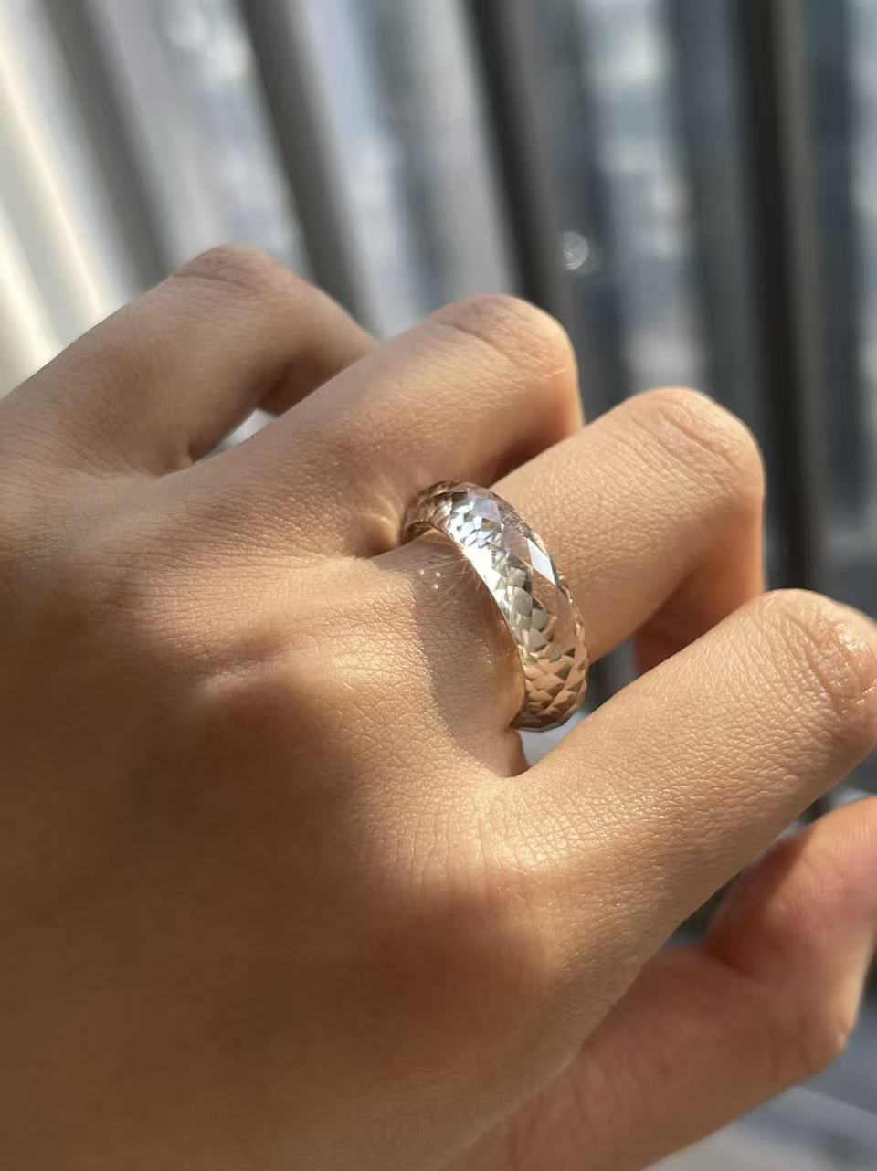 360-Degree Faceted Moissanite Ring -  Moon White
