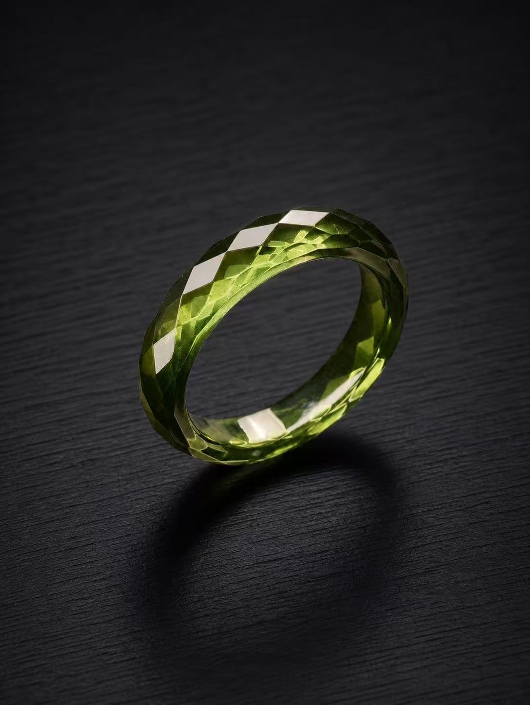 Green Sapphire-360-Degree Faceted Ring