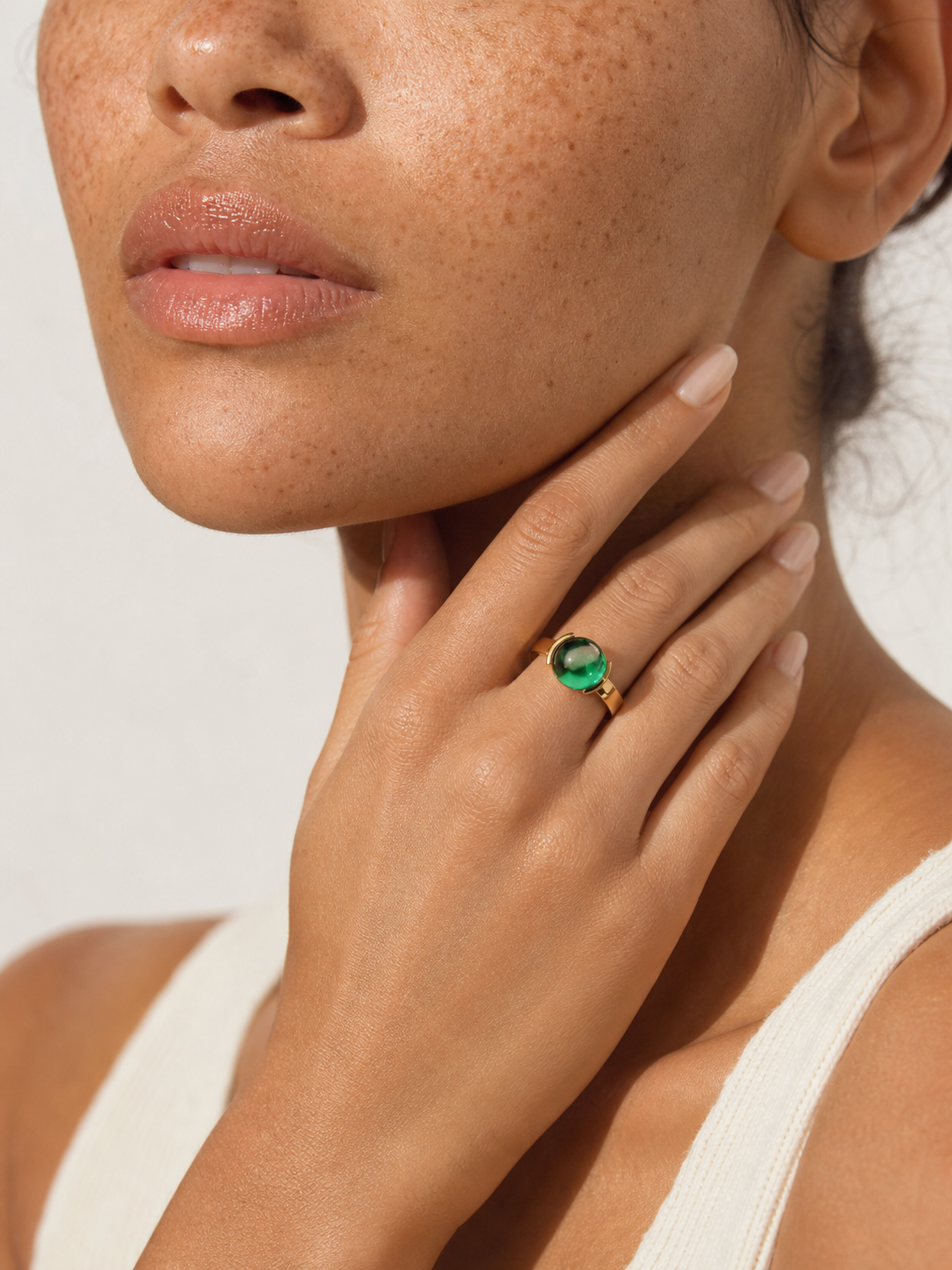 Fancy Brilliant Cut Emerald Ring - Lush Cabochon