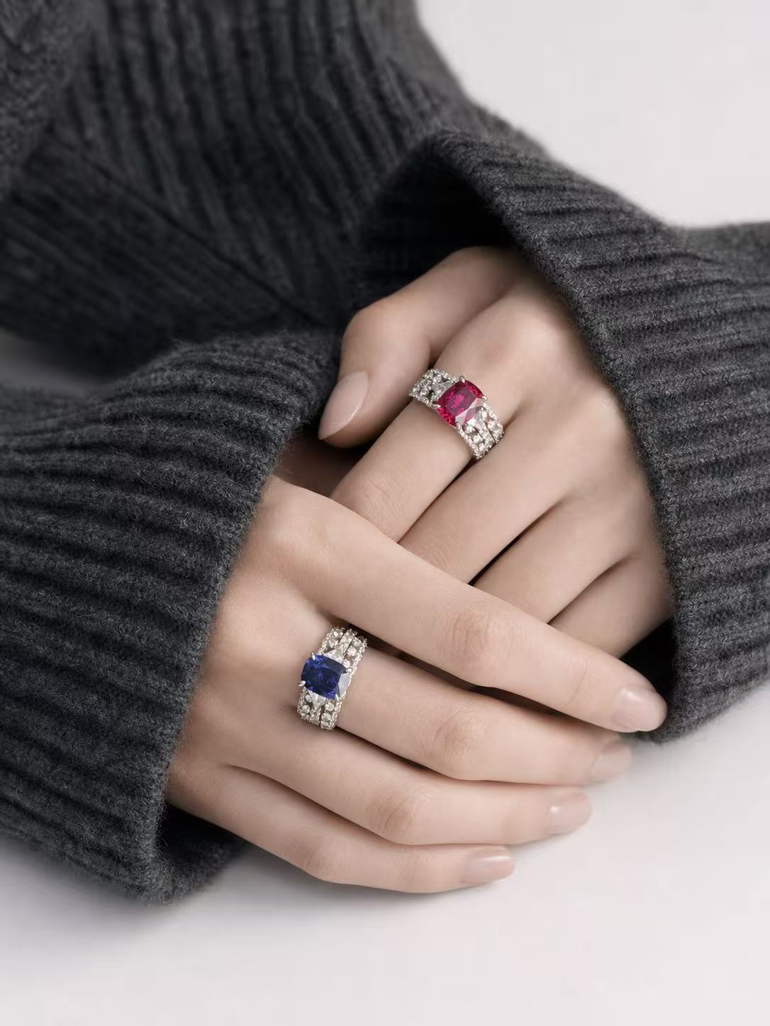 Stackable Cushion-Cut Ruby Ring
